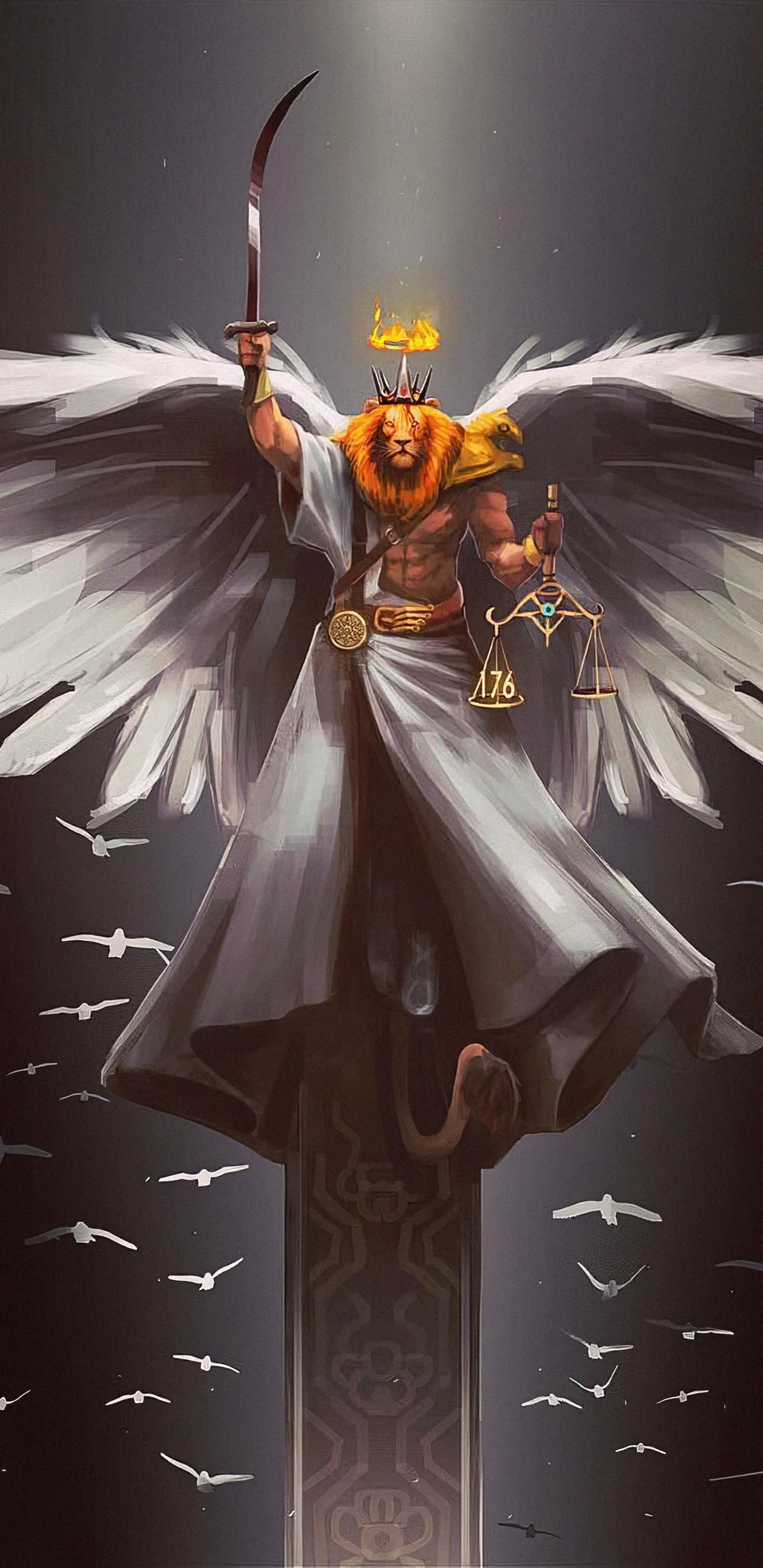 Angel wings shining brightly with heavenly light Wallpaper