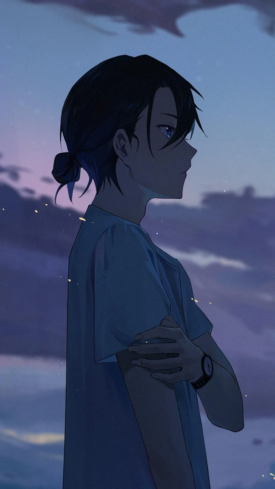 Anime Girl Gazing Quietly at a Soft Evening Horizon