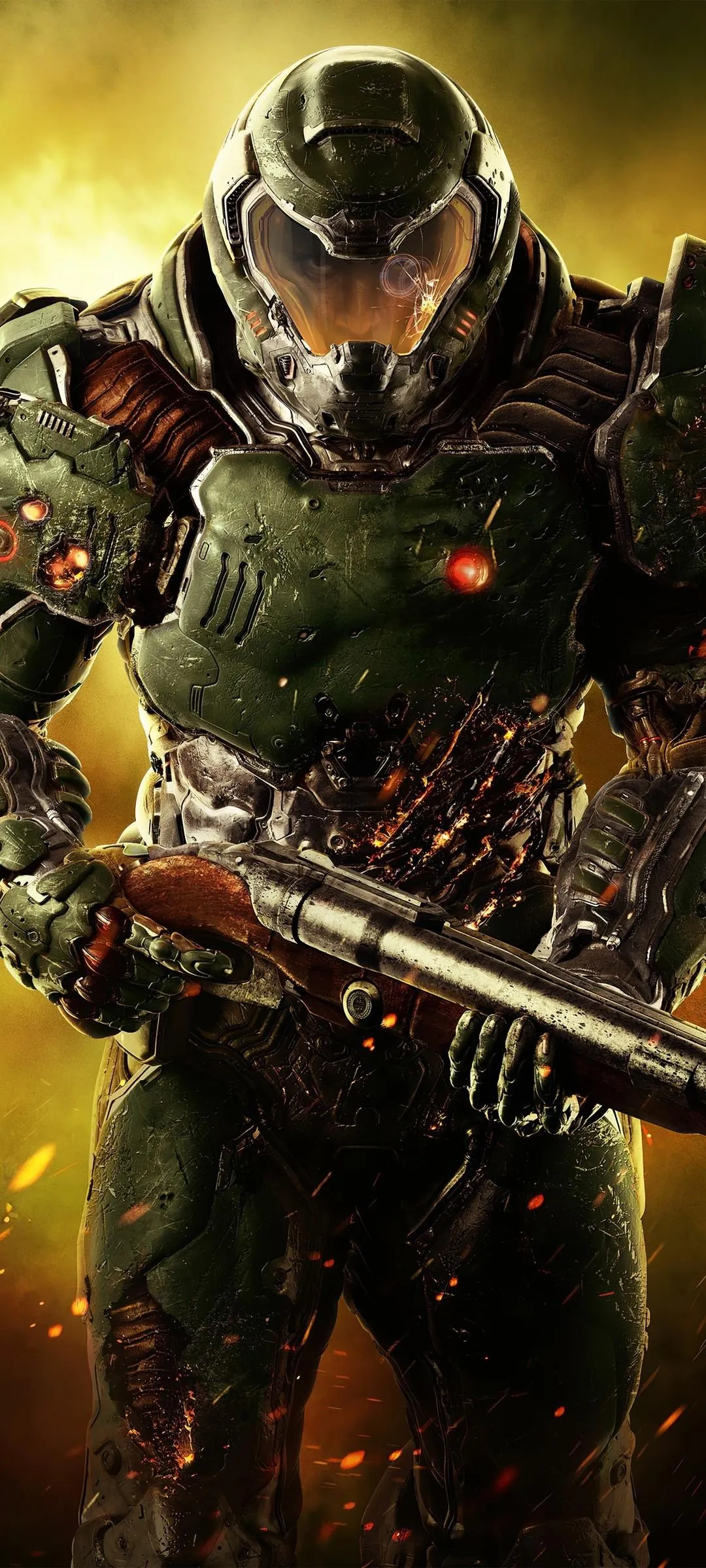 Armored Soldier Holding Gun in Battle Ready Pose Wallpaper