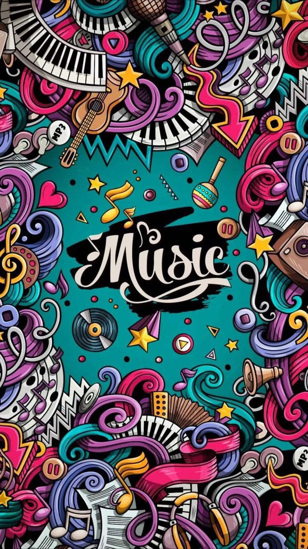 Artistic Doodle Music Theme for Creative Mobile Users