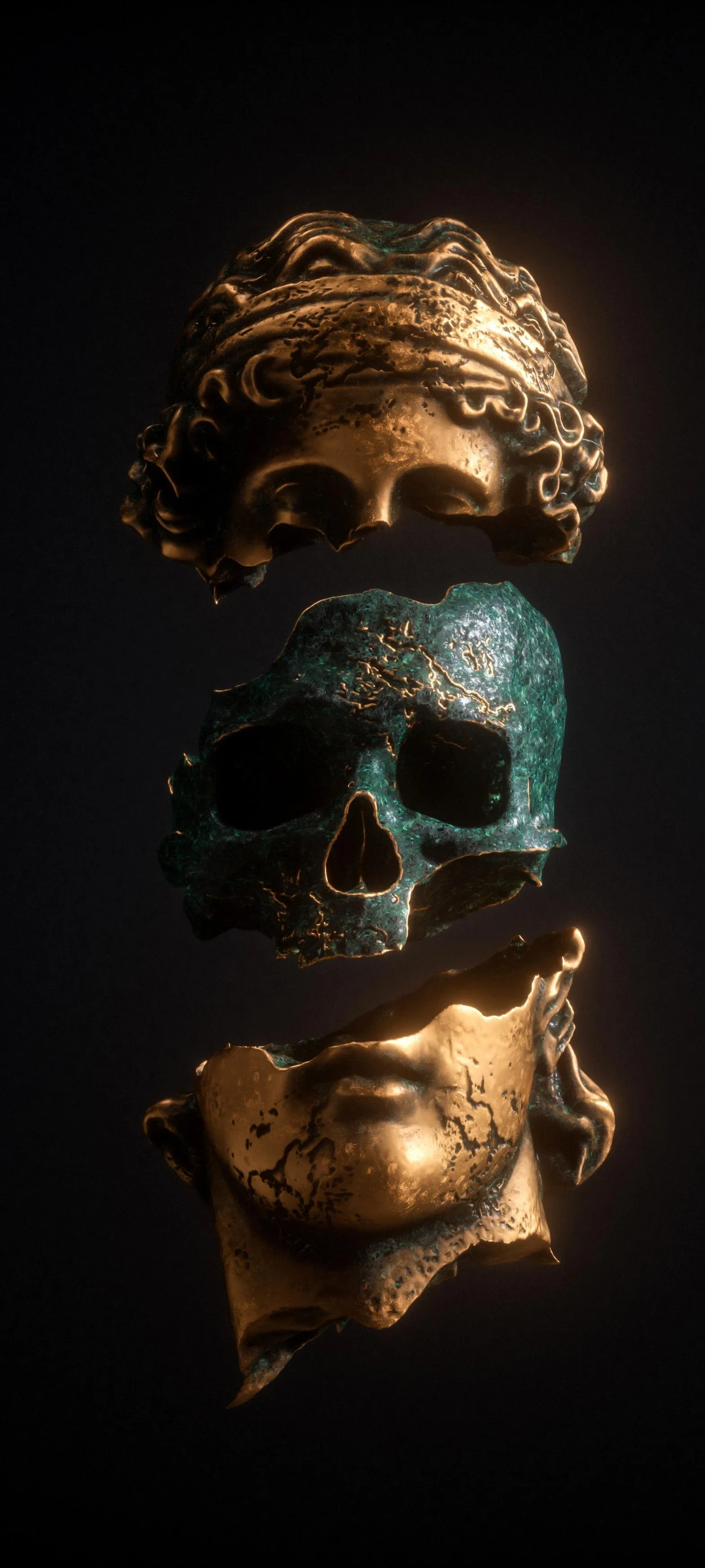 Artistic Gold and Blue Mask on Black Background free HD