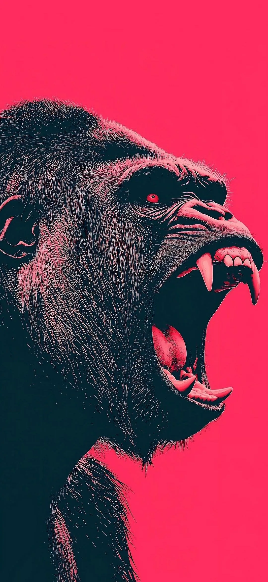 Artistic Illustration of a Roaring Gorilla in Pink image