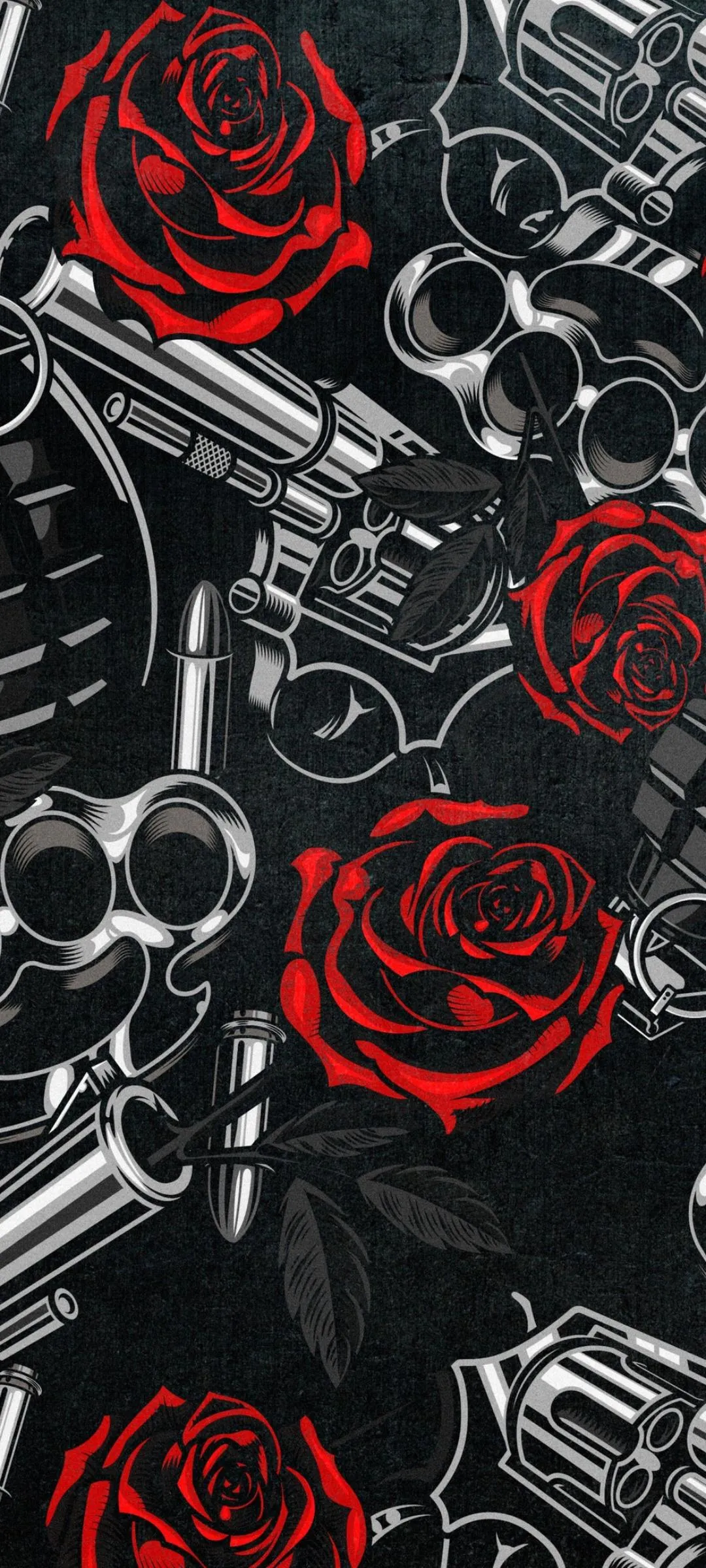 Artistic Pattern of Black and Red Roses on Dark Background