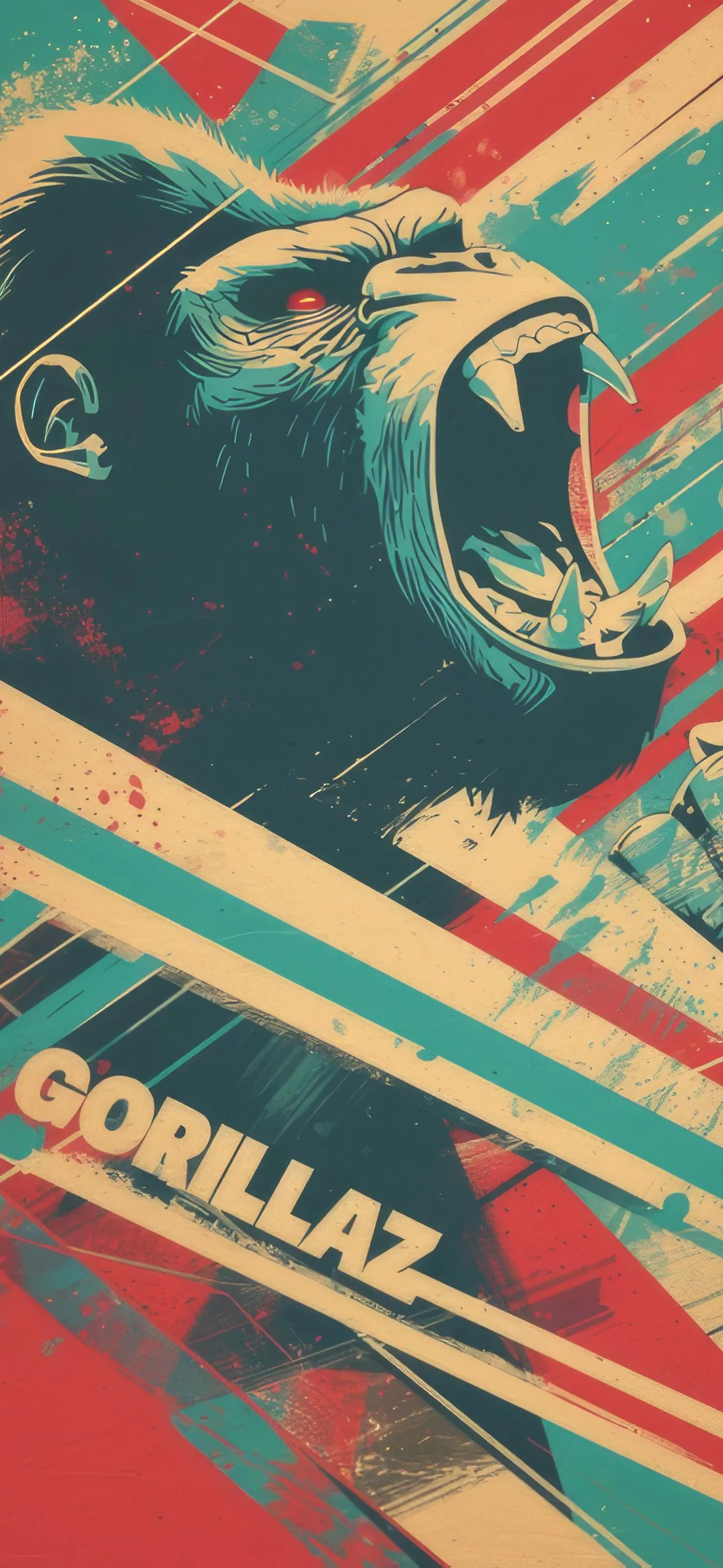 Artistic Poster Style Gorilla Illustration with Bright Colors