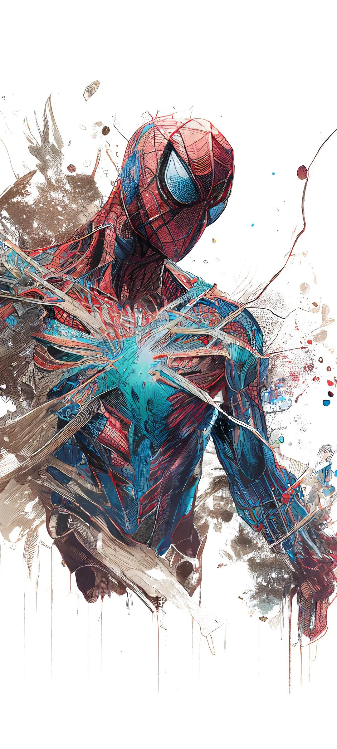 Artistic Spider Man Splashing Water Colors on White