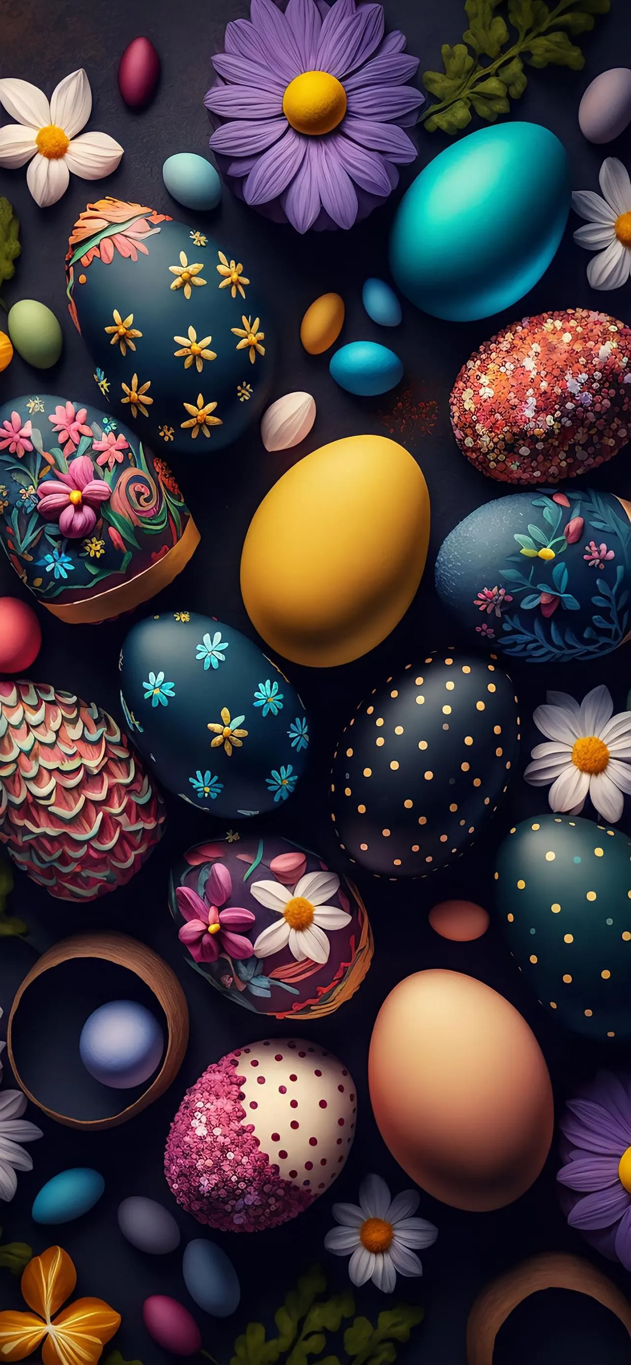Assorted Colorful Easter Eggs in Decorative Patterns