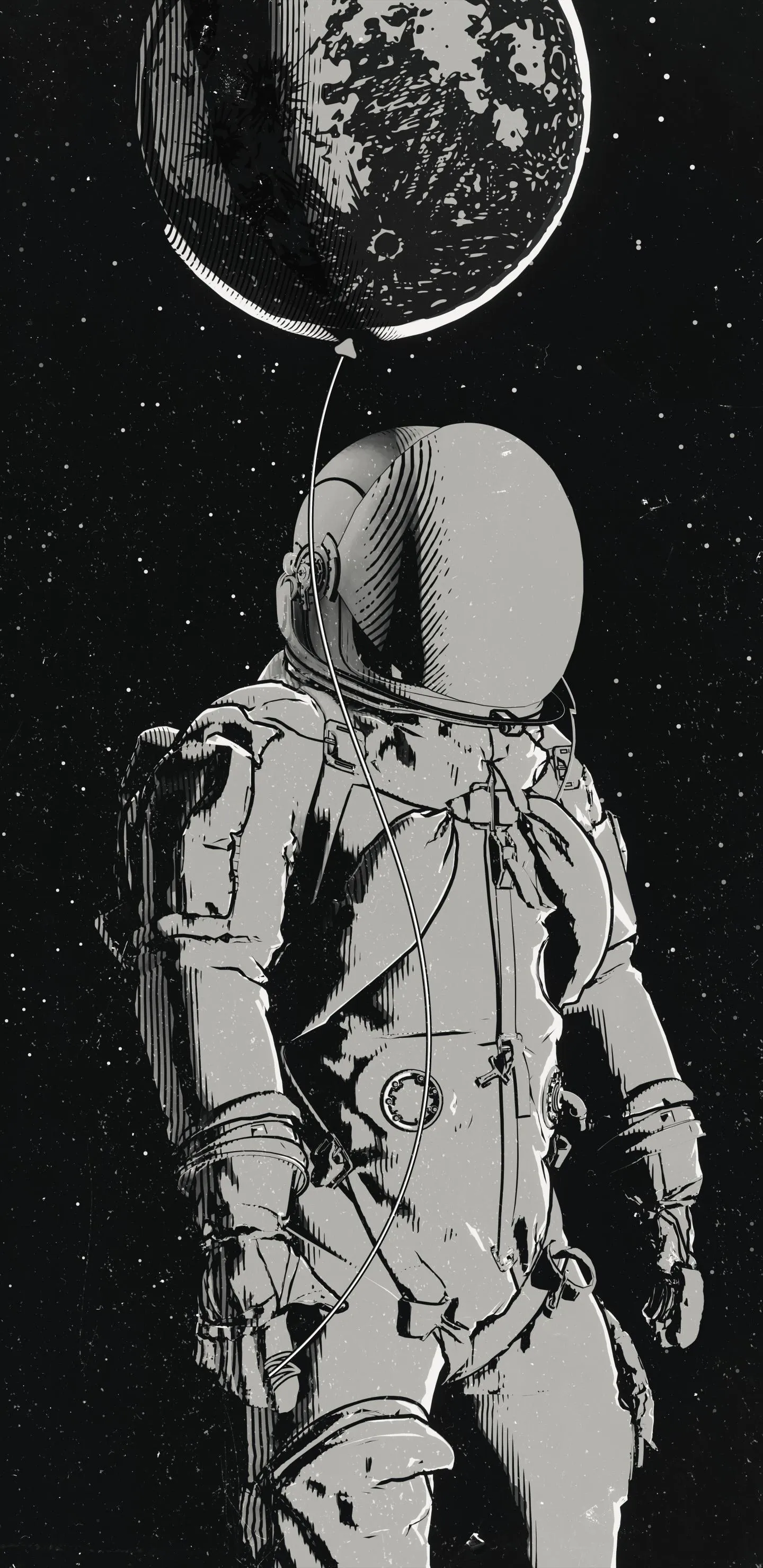 Astronaut Standing Alone in Space Themed Artistic Scene