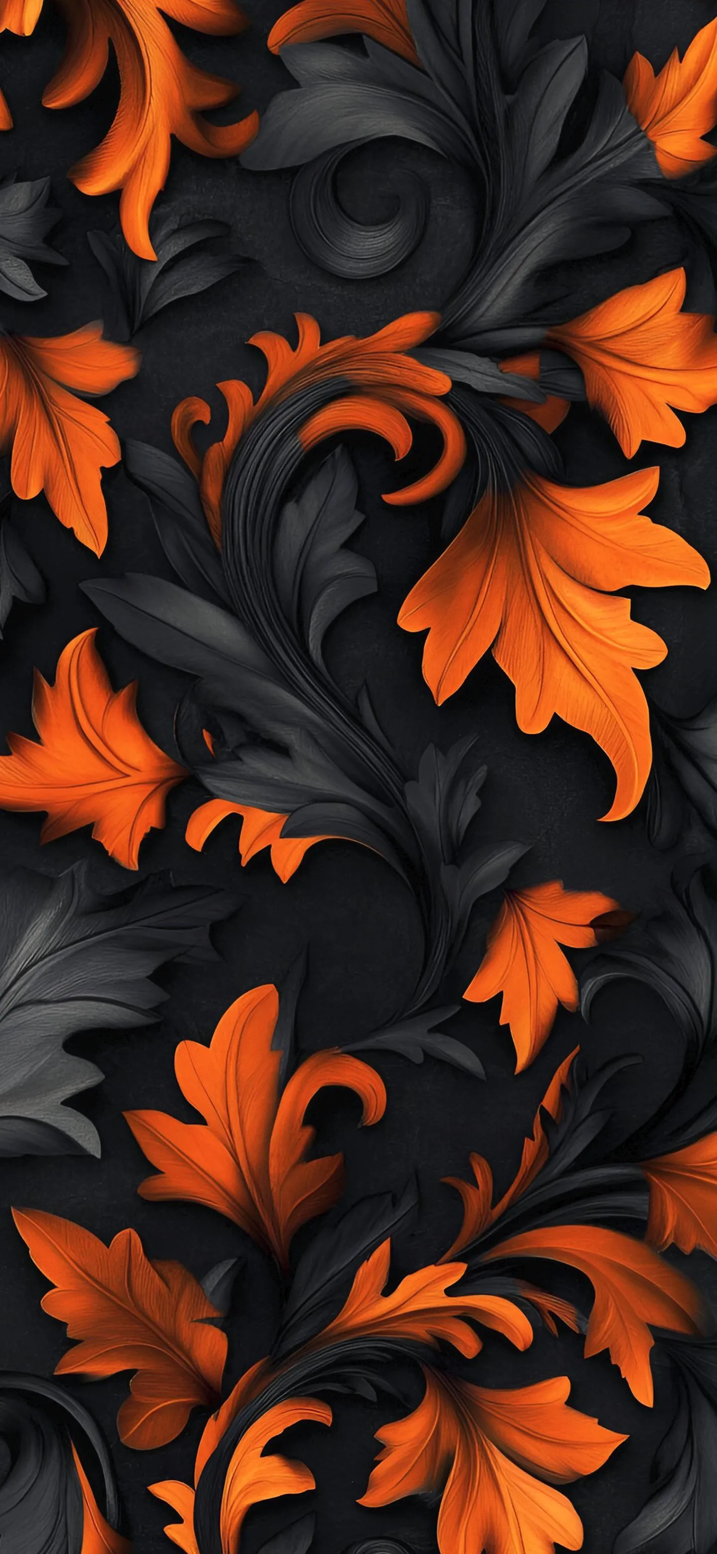 Autumn Leaves Pattern on Dark Background Wallpaper