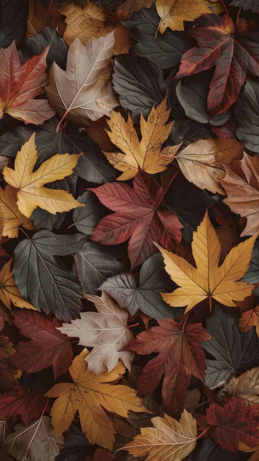 Autumn leaves scattered on the ground in warm tones 4K image
