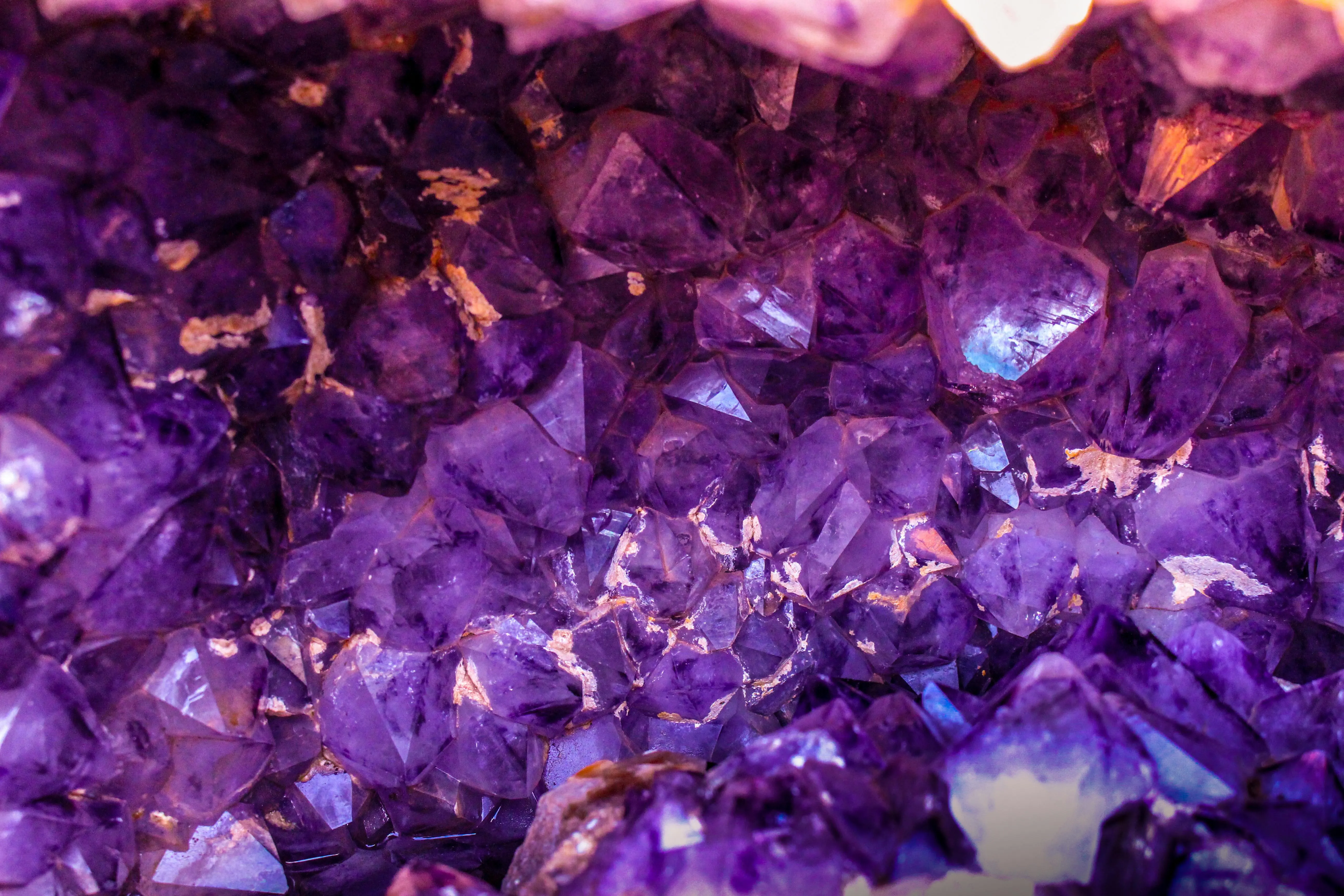 Beautiful closeup of purple crystals shining bright image