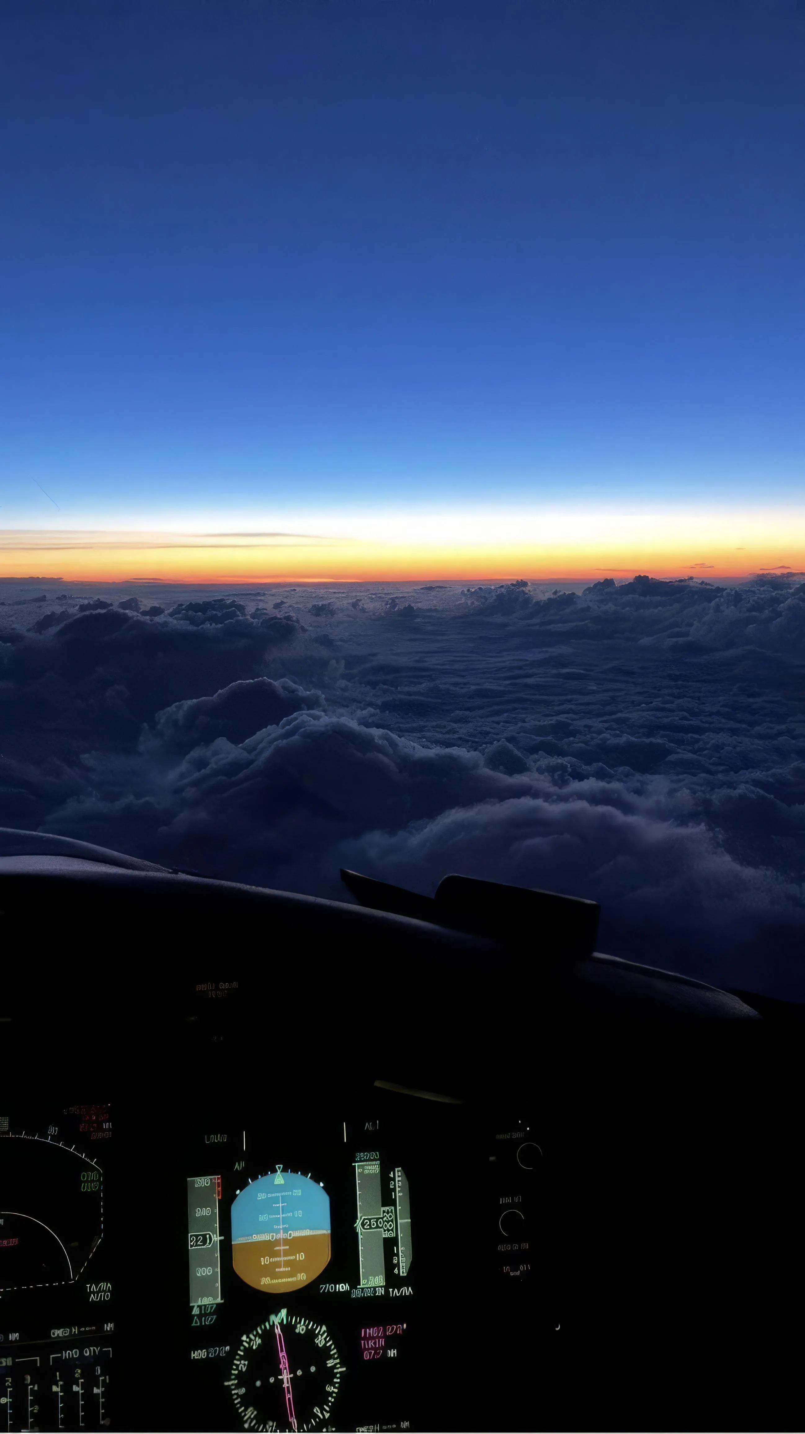 Beautiful Sunset Above Clouds with Clear Sky Horizon