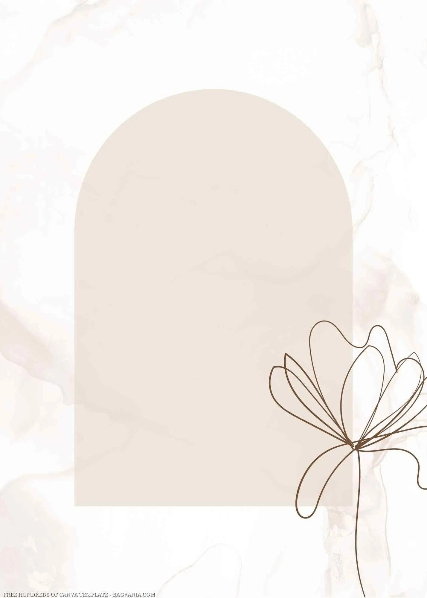 Beige arch with a simple line flower on soft watercolour