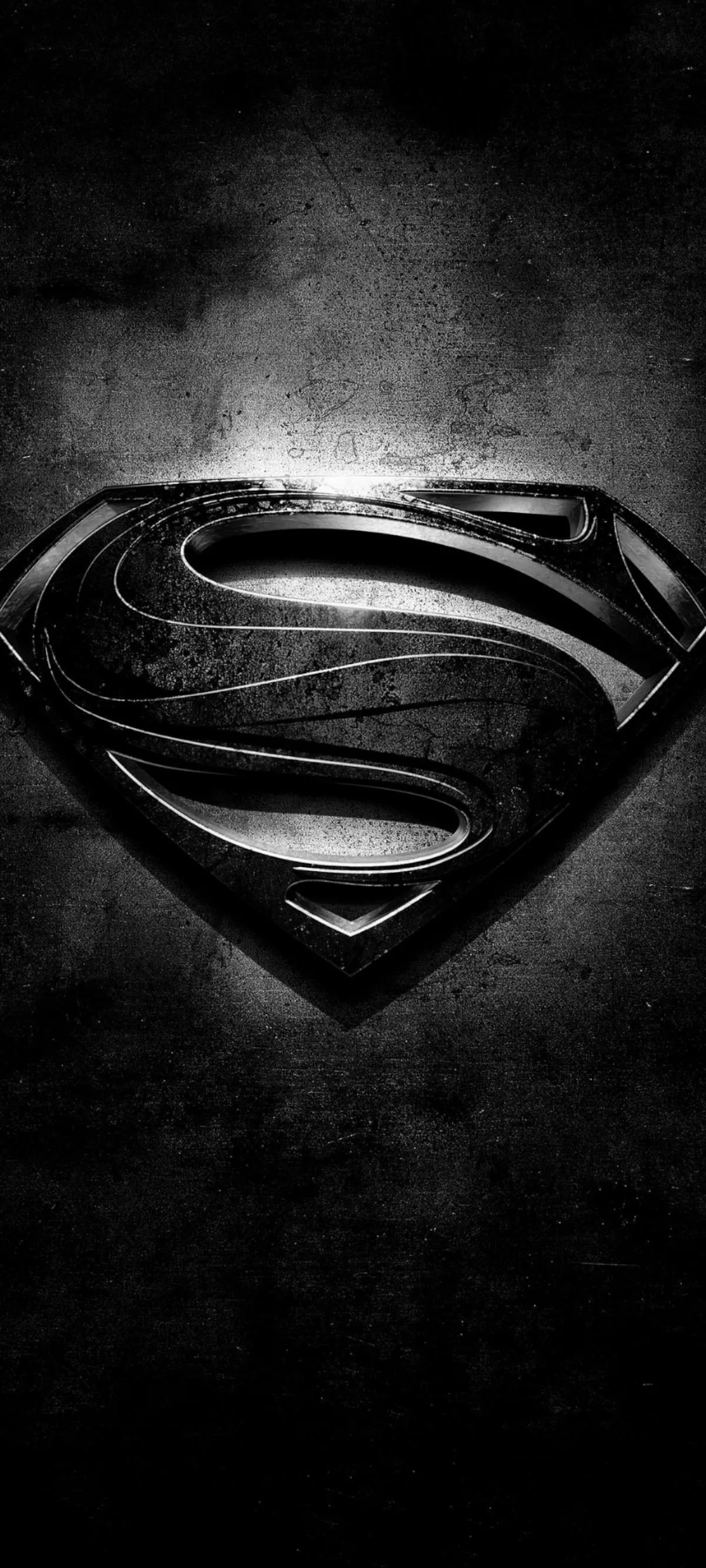 Black and White Superman Logo on Dark Background Mobile