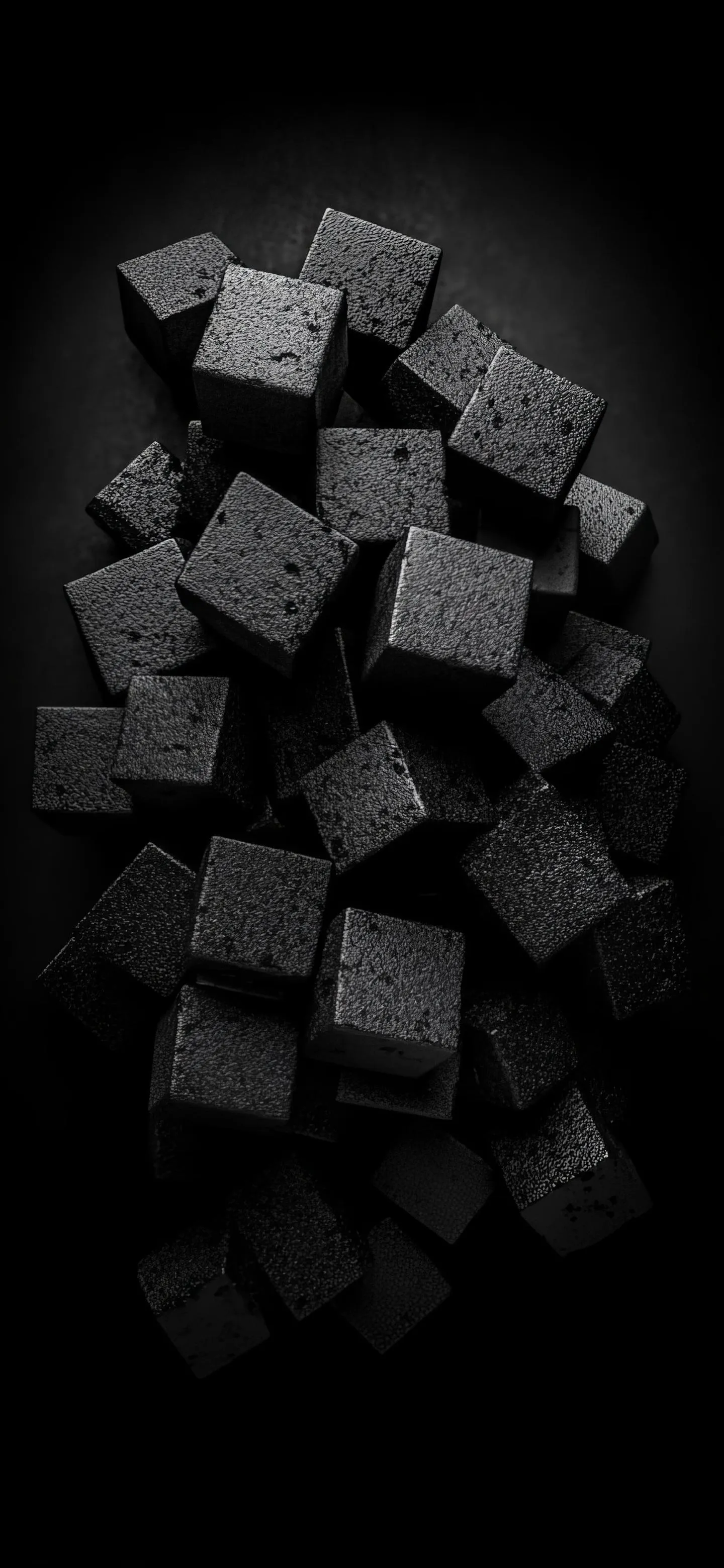 Black Cubes Stacked in Abstract Minimal Design Wallpaper