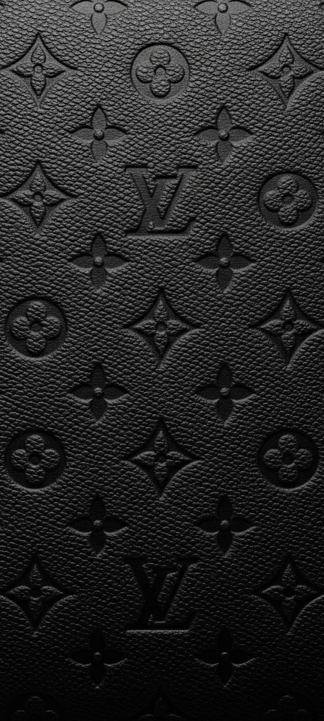 Black Leather Texture with Embossed Pattern Closeup