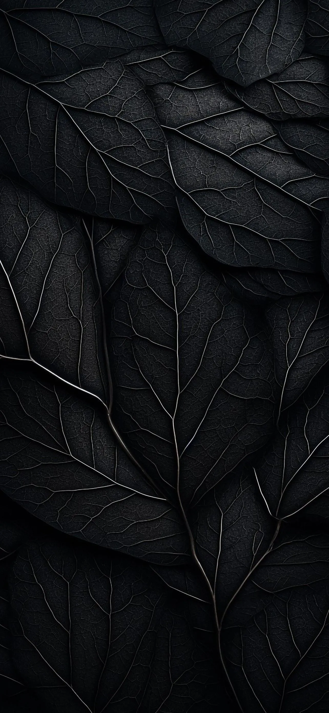 Black Leaves Pattern with Soft Shadows For Mobile Background
