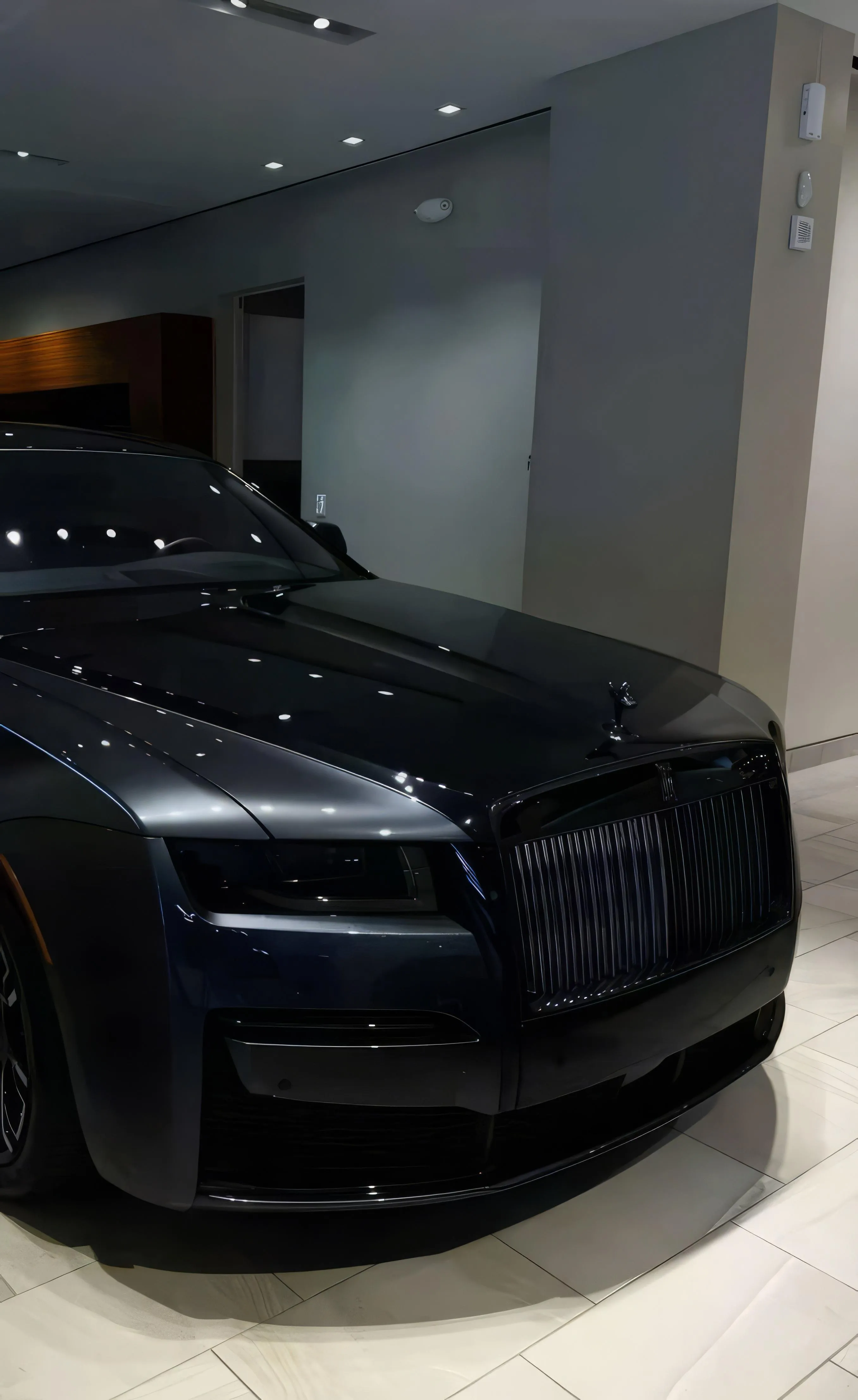 Black Luxury SUV Parked in Indoor Showroom Wallpaper