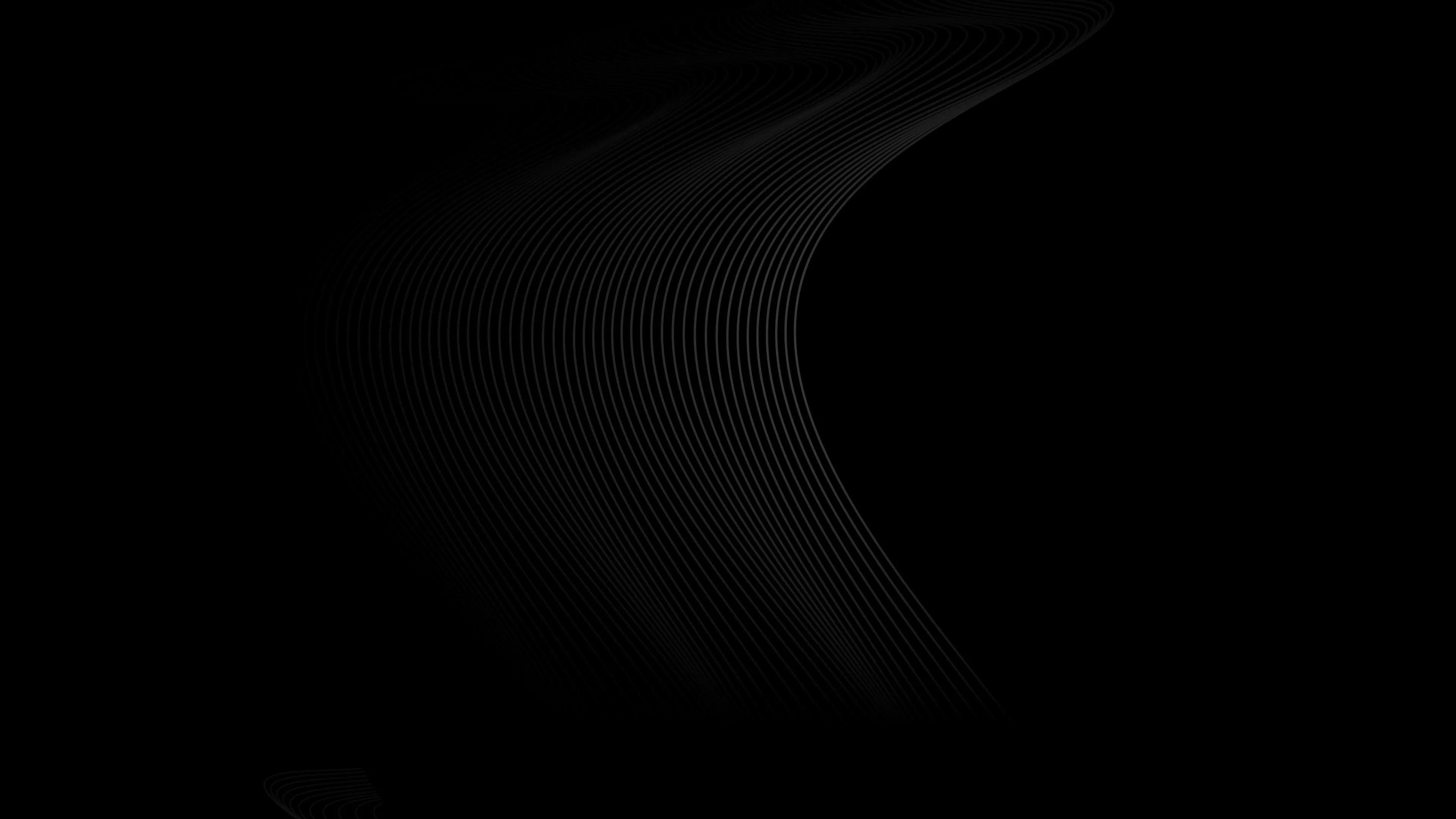 Black minimal background with curved light wave design 4K