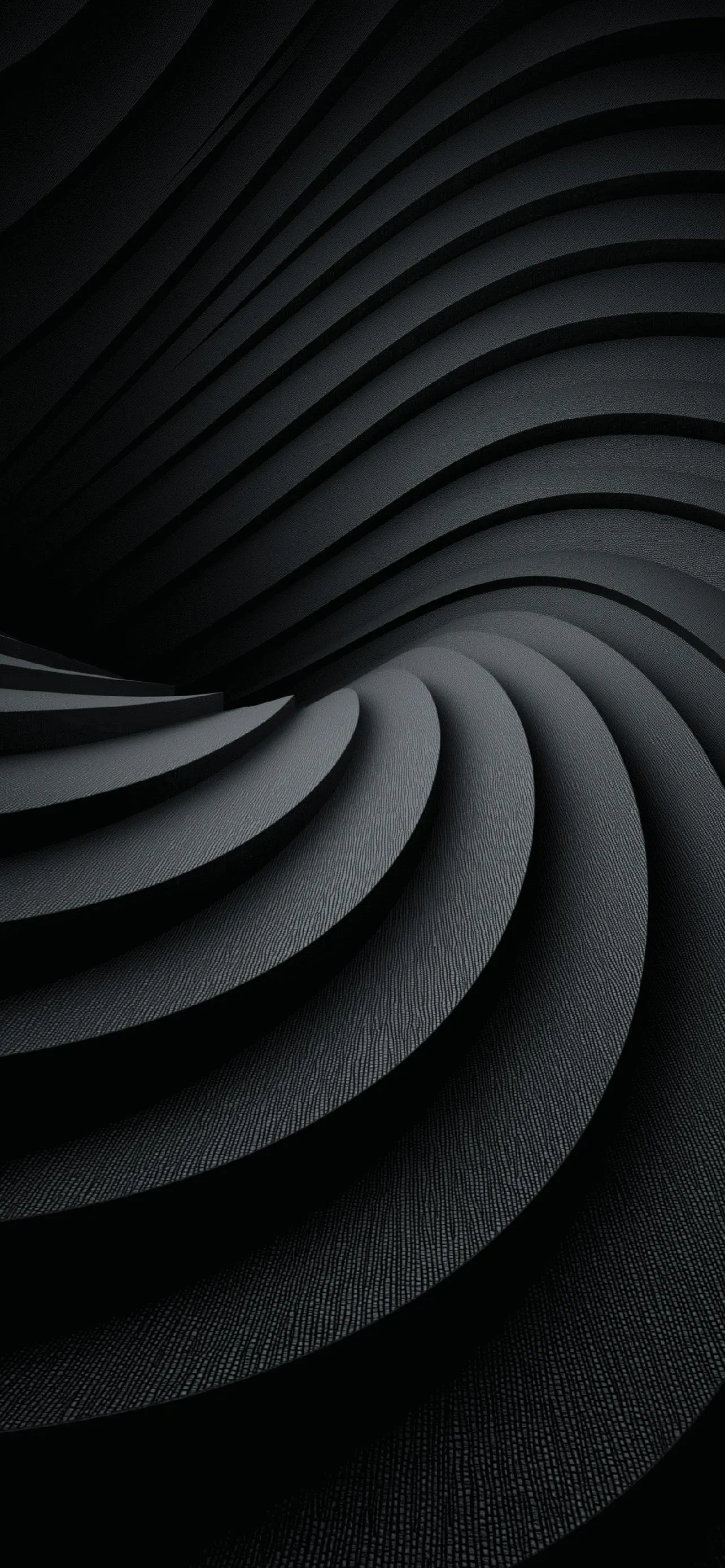 Black Spiral Pattern with Soft Light and Shadows Wallpaper