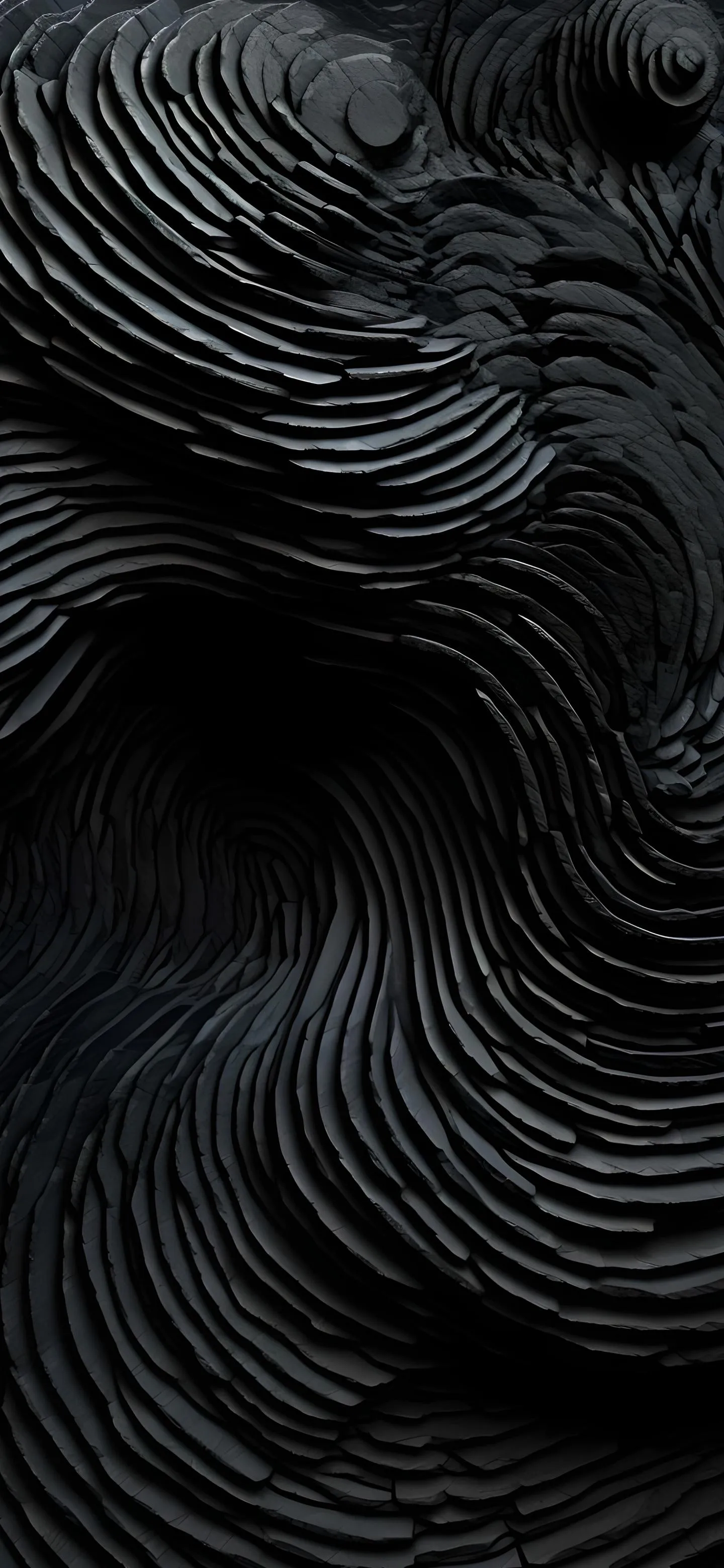 Black Swirling Pattern Forming Waves of Abstract Lines