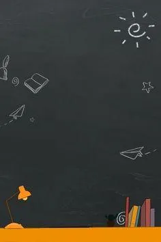Blackboard with doodles and books with a orange shelf base