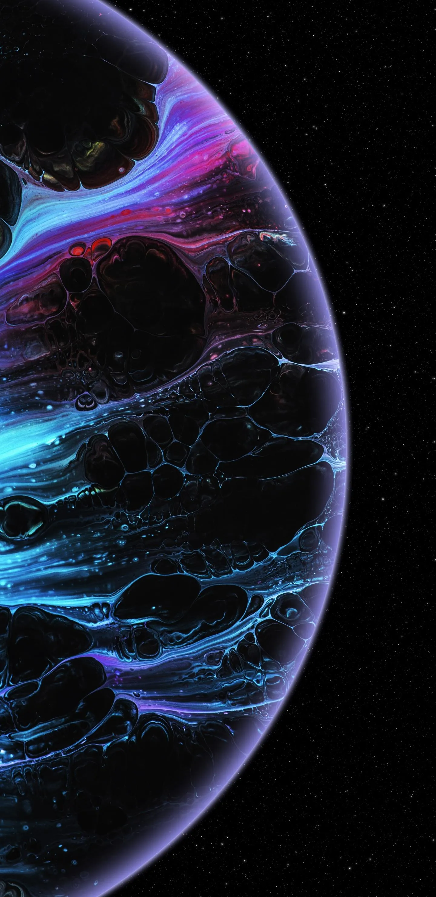 Blue and Purple Planet with Light Glow in Space Mobile