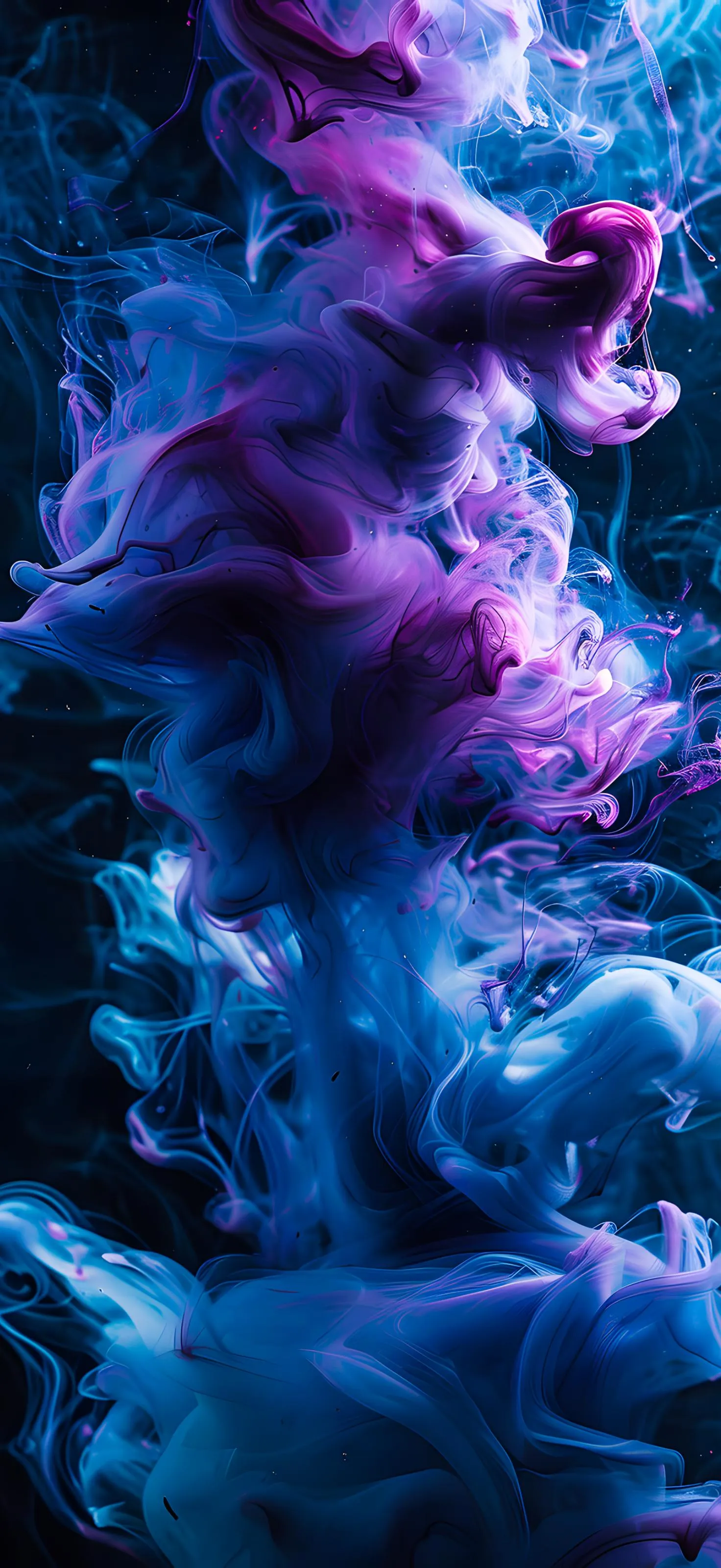 Blue and Purple Smoke Swirling on Black Background Mobile