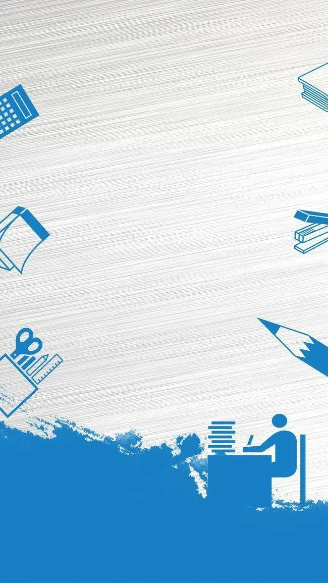 Blue and white business themed background with office icons