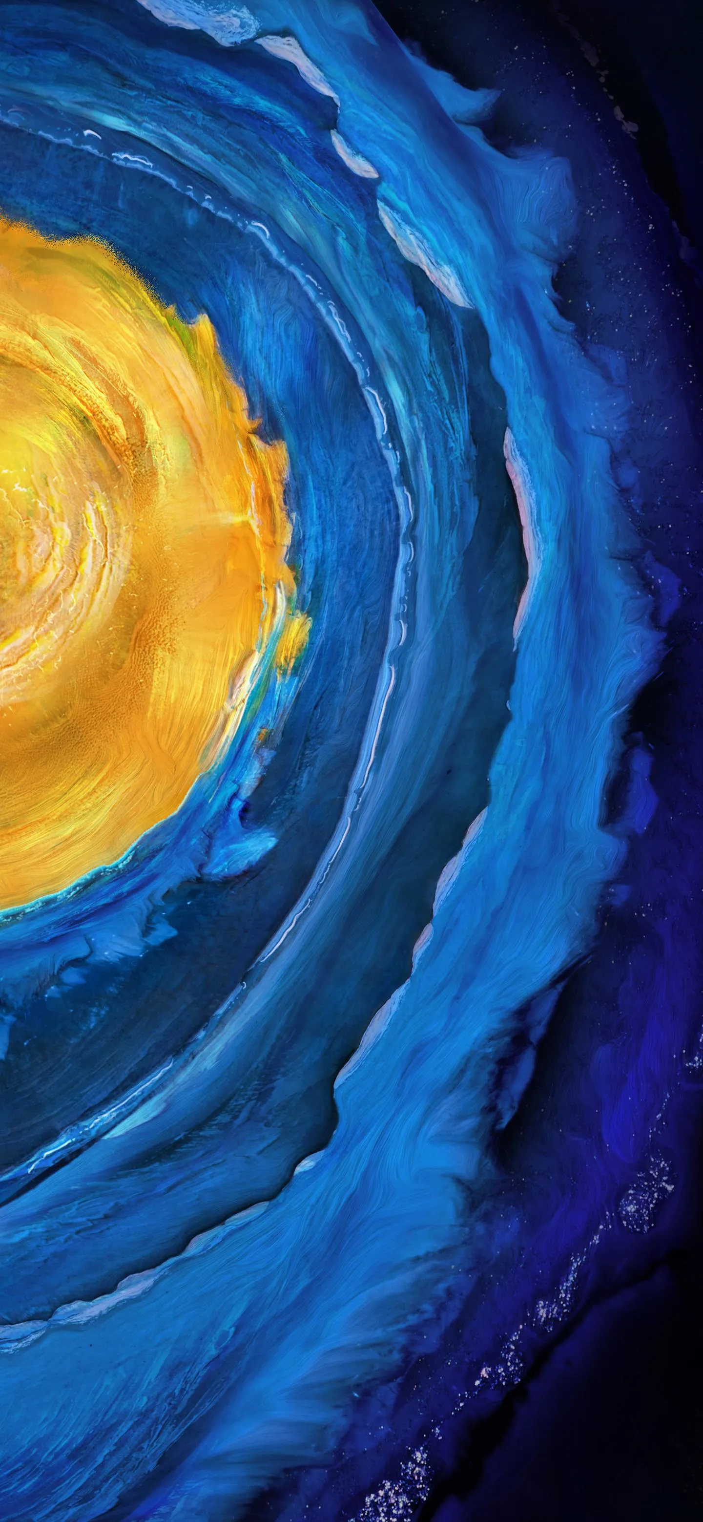 Blue and Yellow Swirl Art Inspired by Starry Night Wallpaper