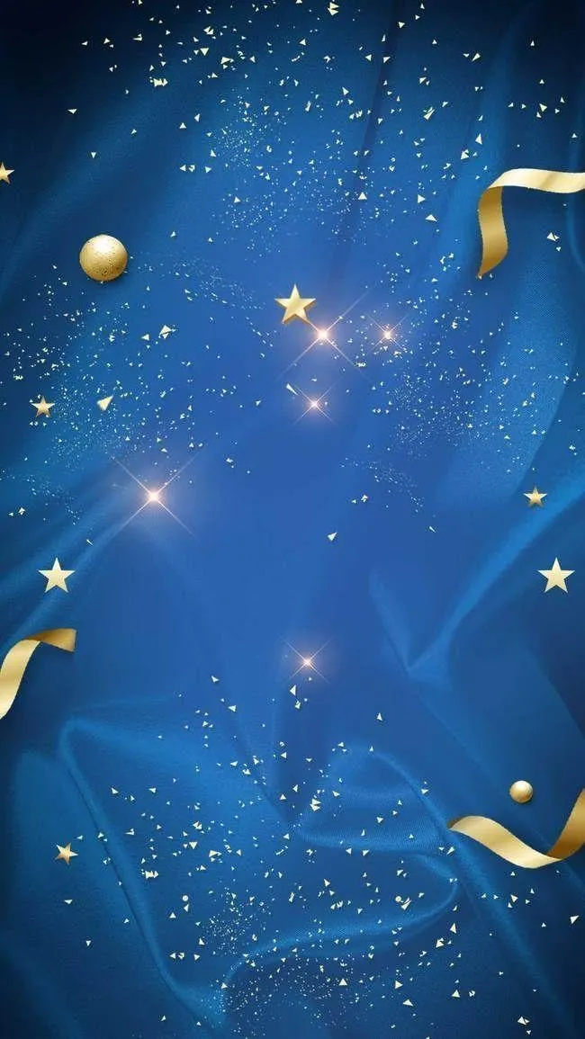 Blue cosmic background with stars and golden sparkles 4K