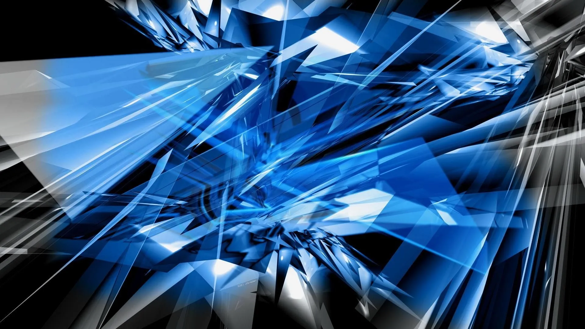 Blue shattered glass effect abstract 4k digital wallpaper