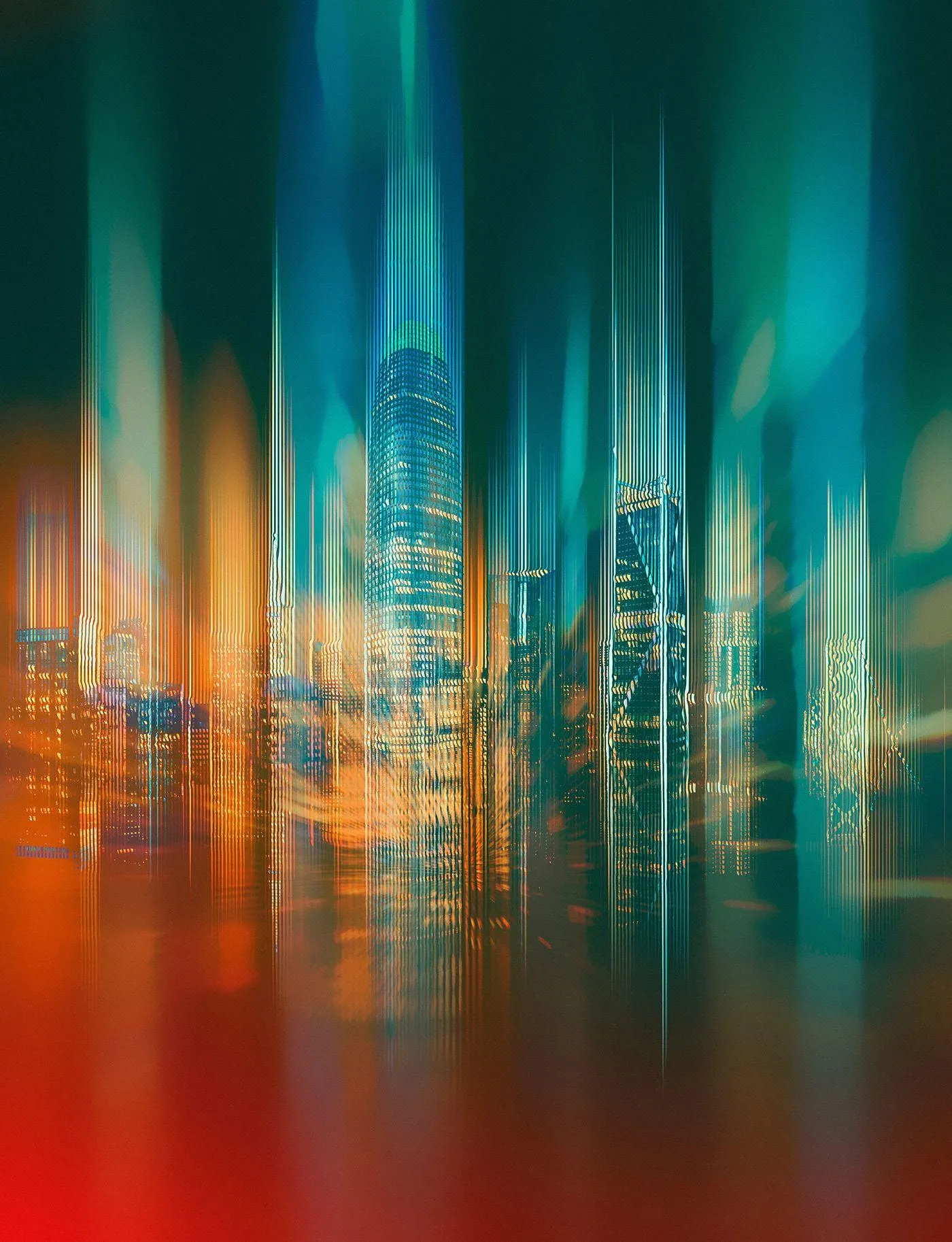Blurred city lights with abstract motion and neon glow 4K