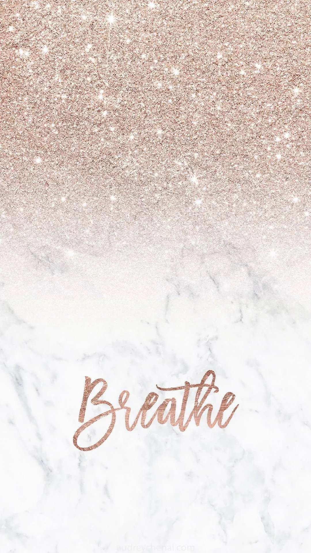Breathe Word on Rose Gold Gradient with Marble Texture