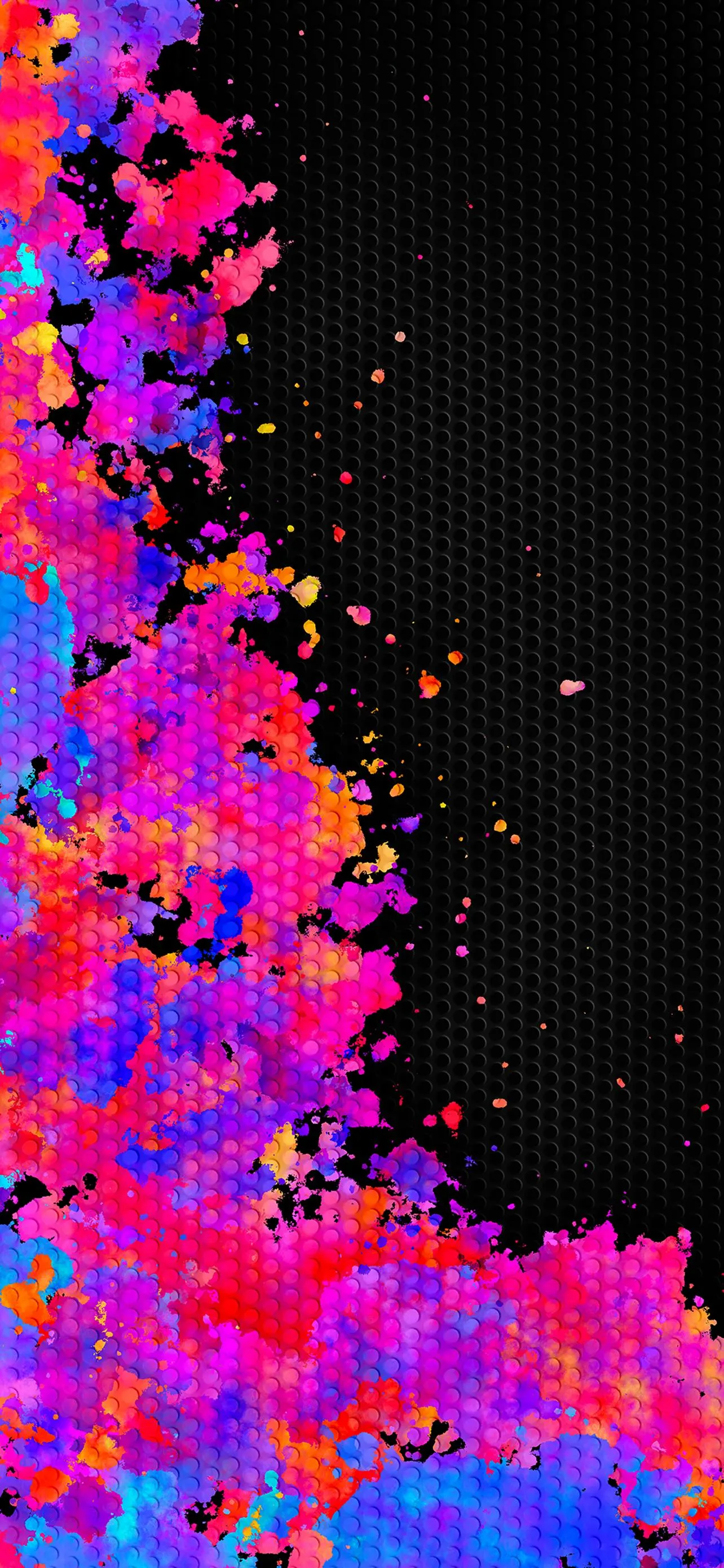 Bright Abstract Paint Splatter with Dark Contrast Background