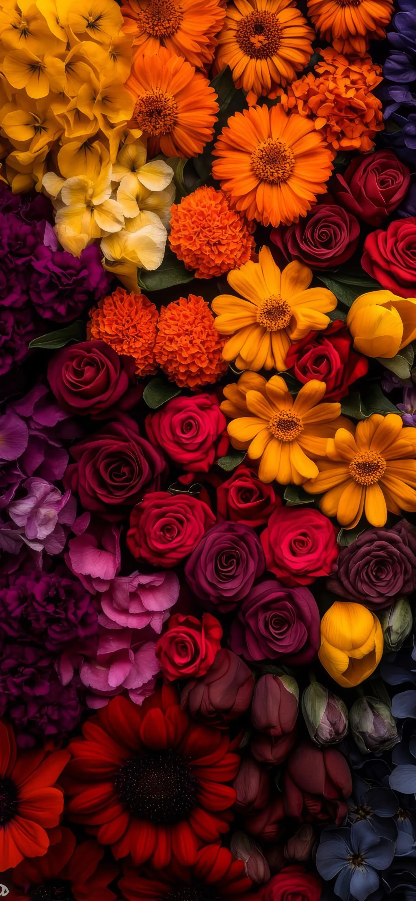 Bright Autumn Flowers in Vivid Orange and Red Colors