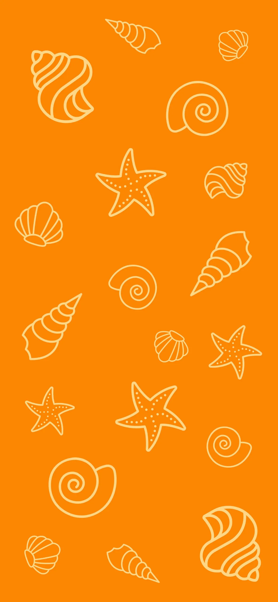 Bright orange wallpaper with fun beach icon pattern 4K image