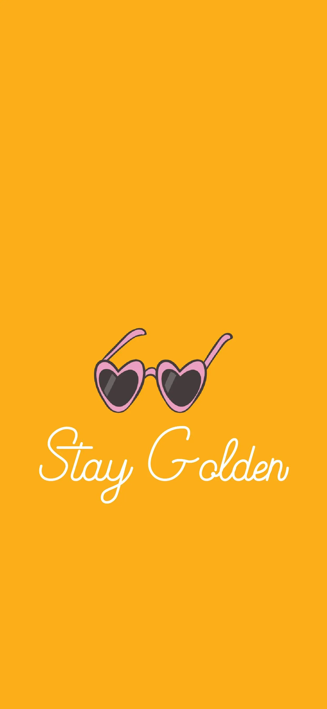 Bright yellow background with stay golden text and glasses