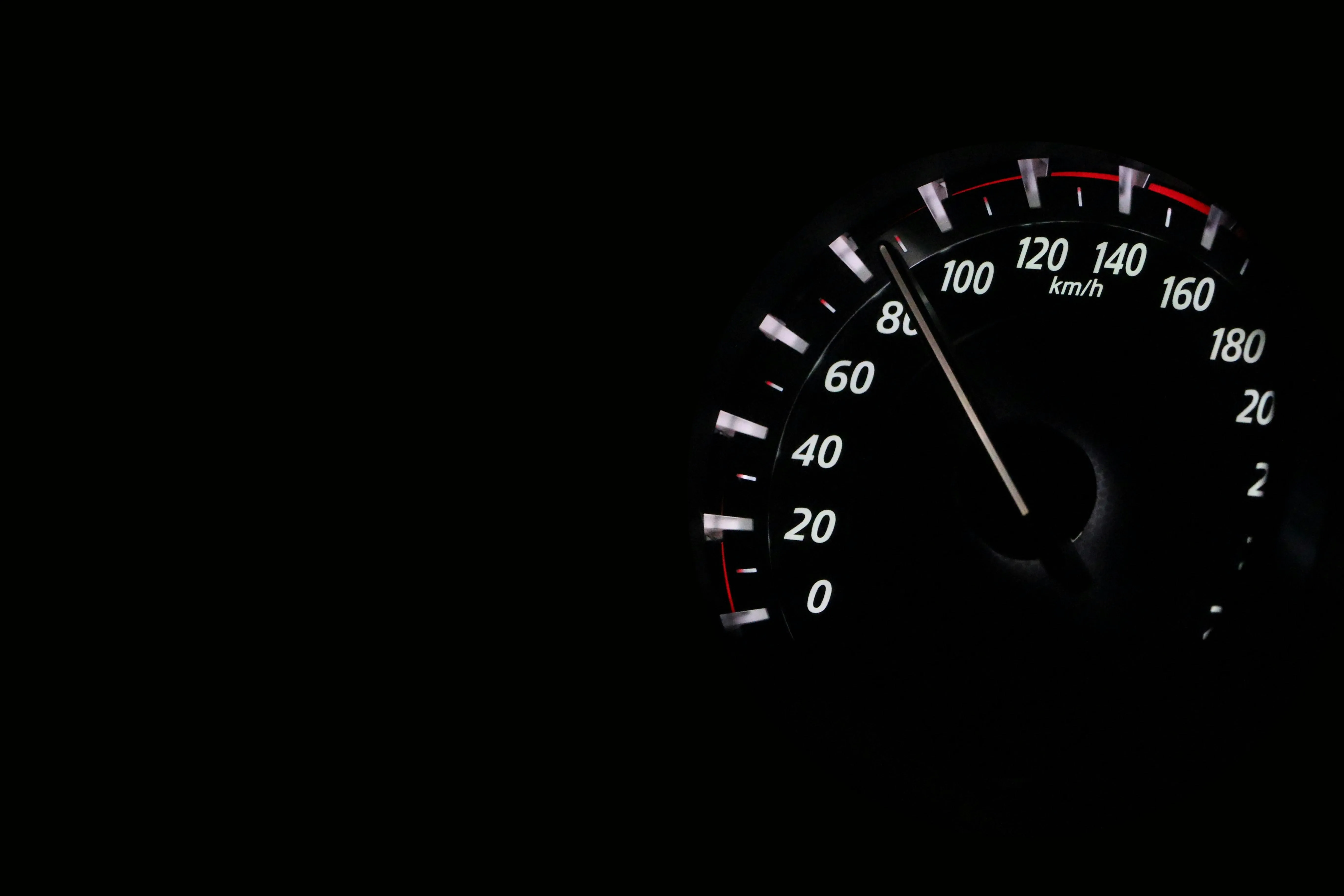 Car speedometer illuminated in the dark Background Wallpaper