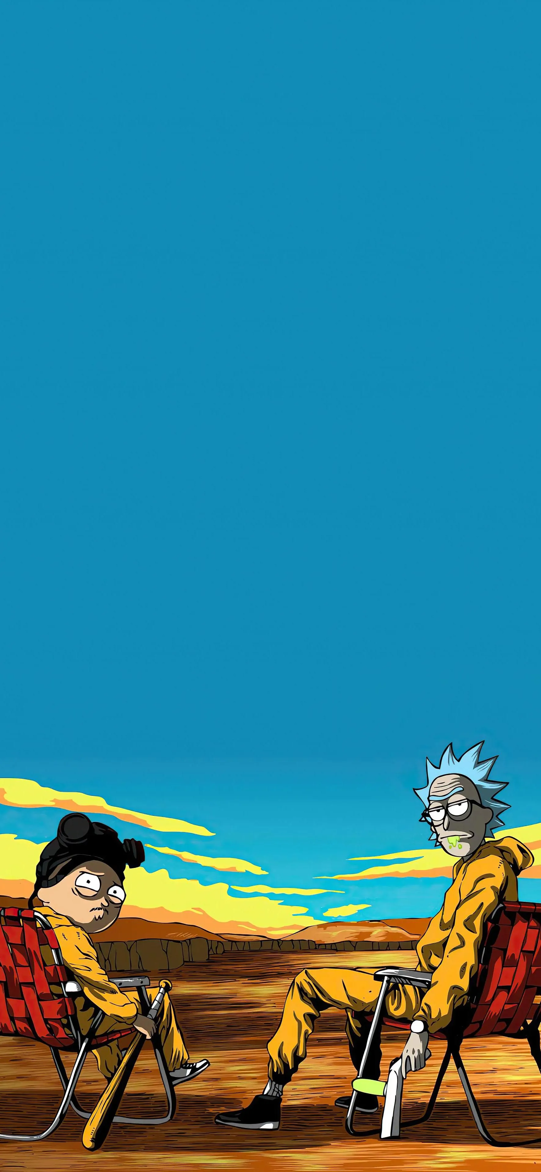 Cartoon Style Desert Scene with Two Characters Relaxing