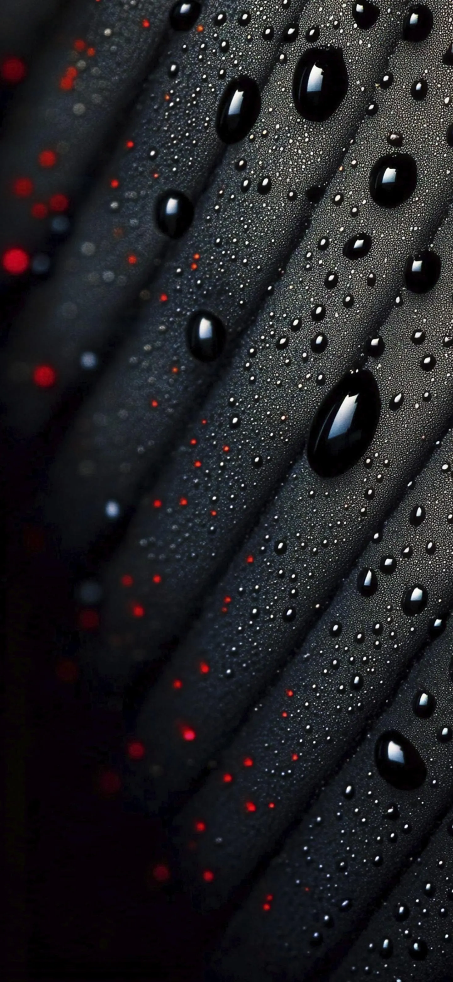 Close up of water droplets on dark fabric texture Wallpaper
