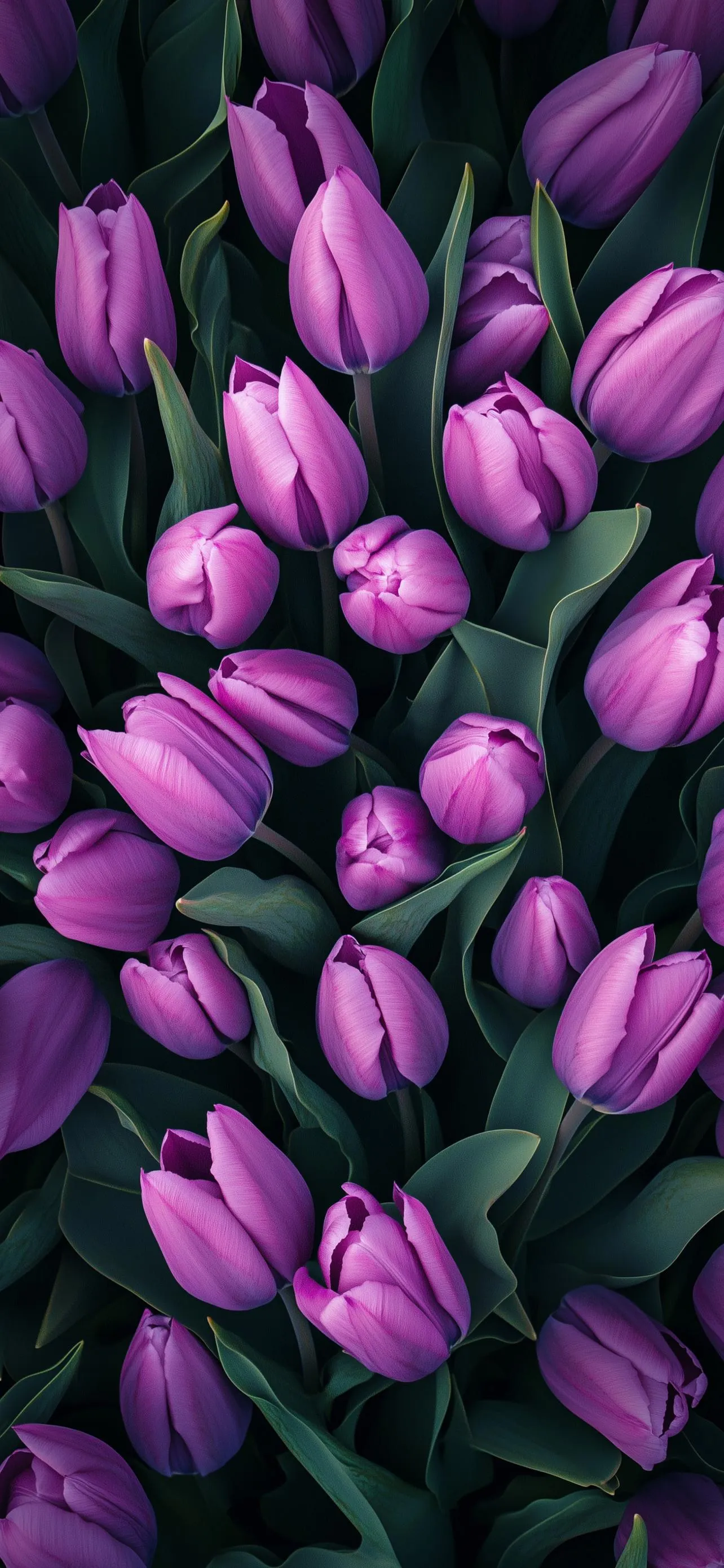 Closeup of Purple Tulip Flowers in Bloom Wallpaper