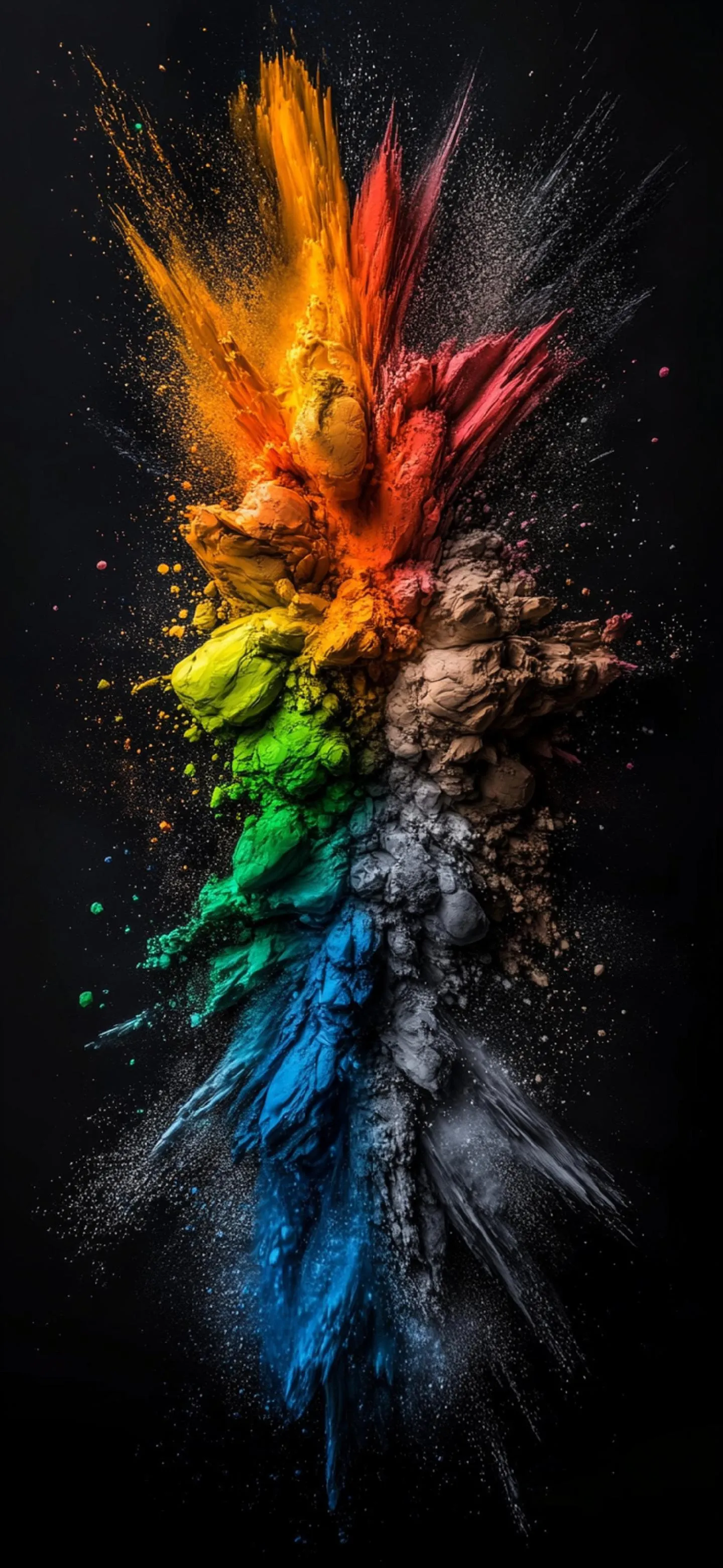 Colorful Explosion of Paint in Abstract Black Background