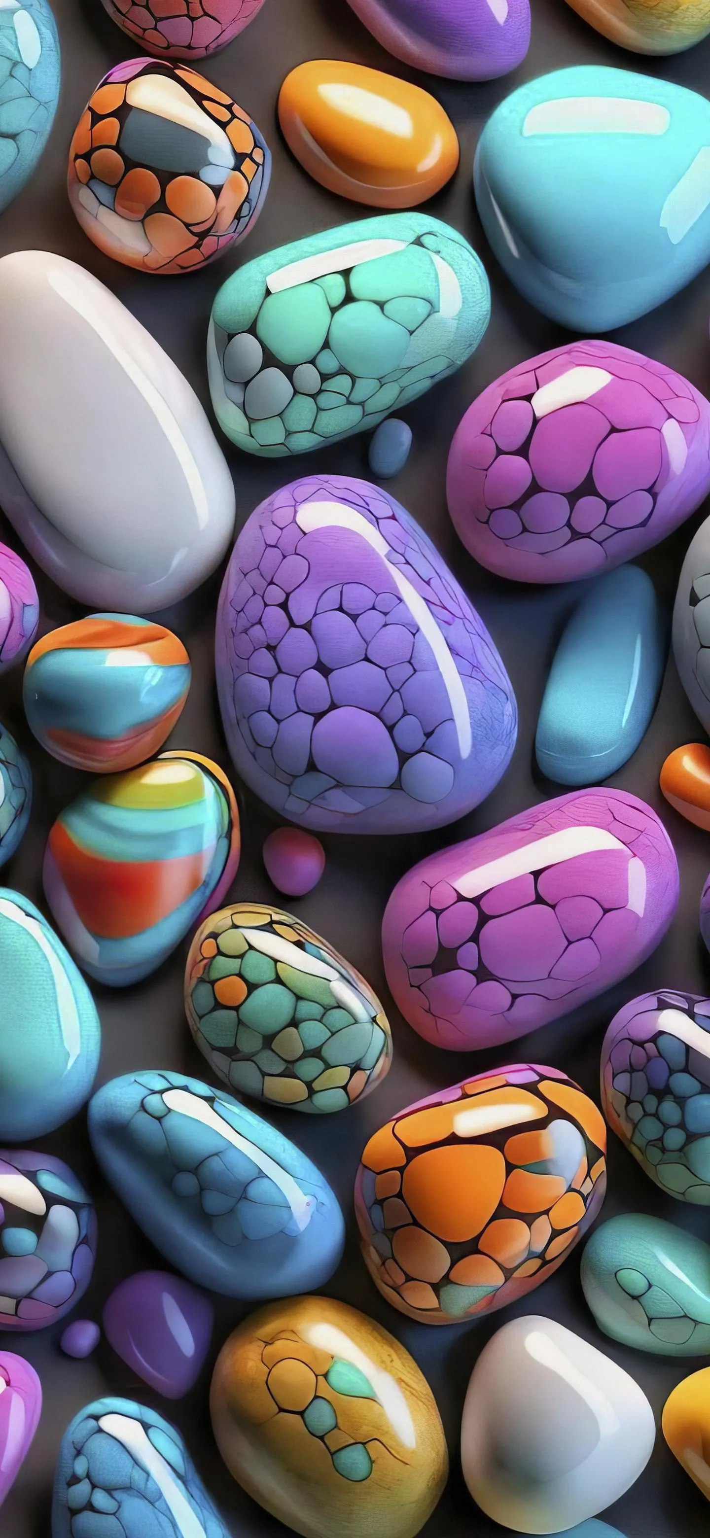 Colorful Smooth Pstones on the Surface Background Wallpaper