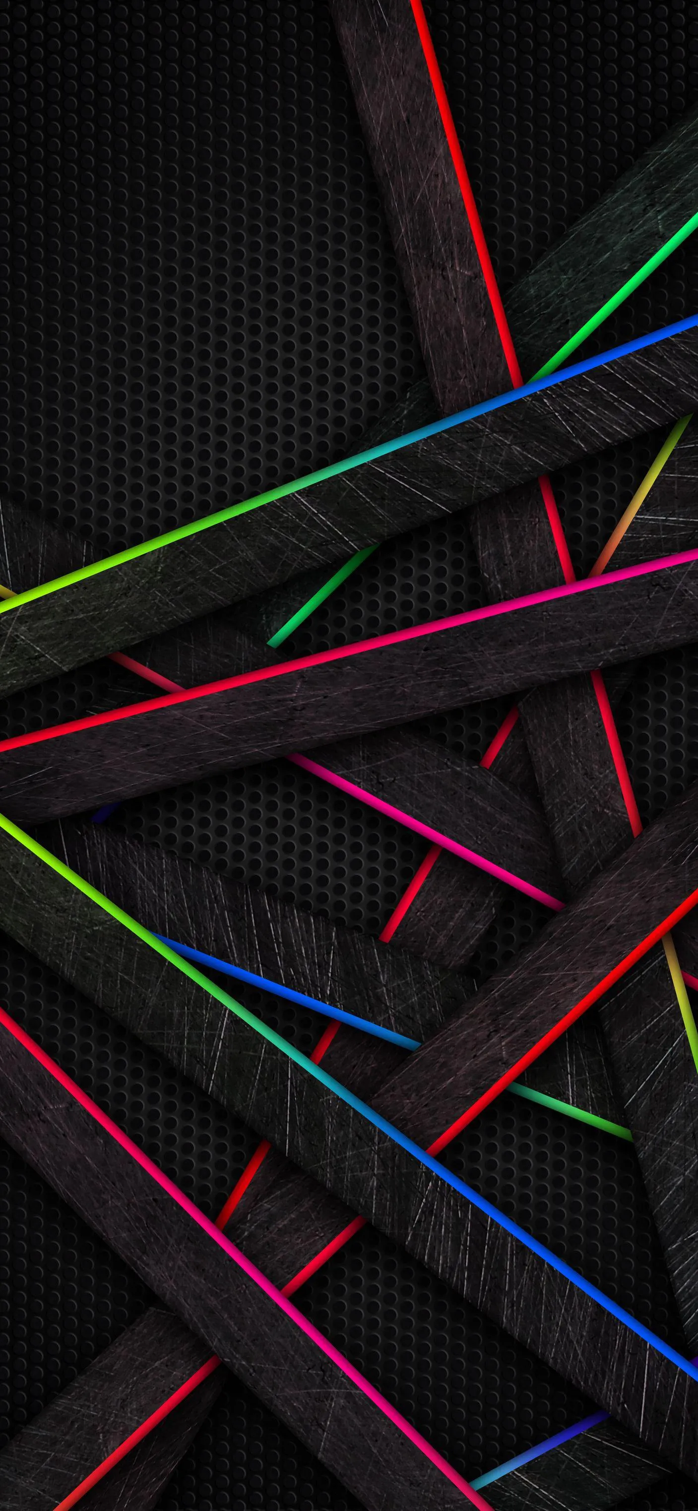 Colorful Tubes Intersecting in an Abstract Dark Background