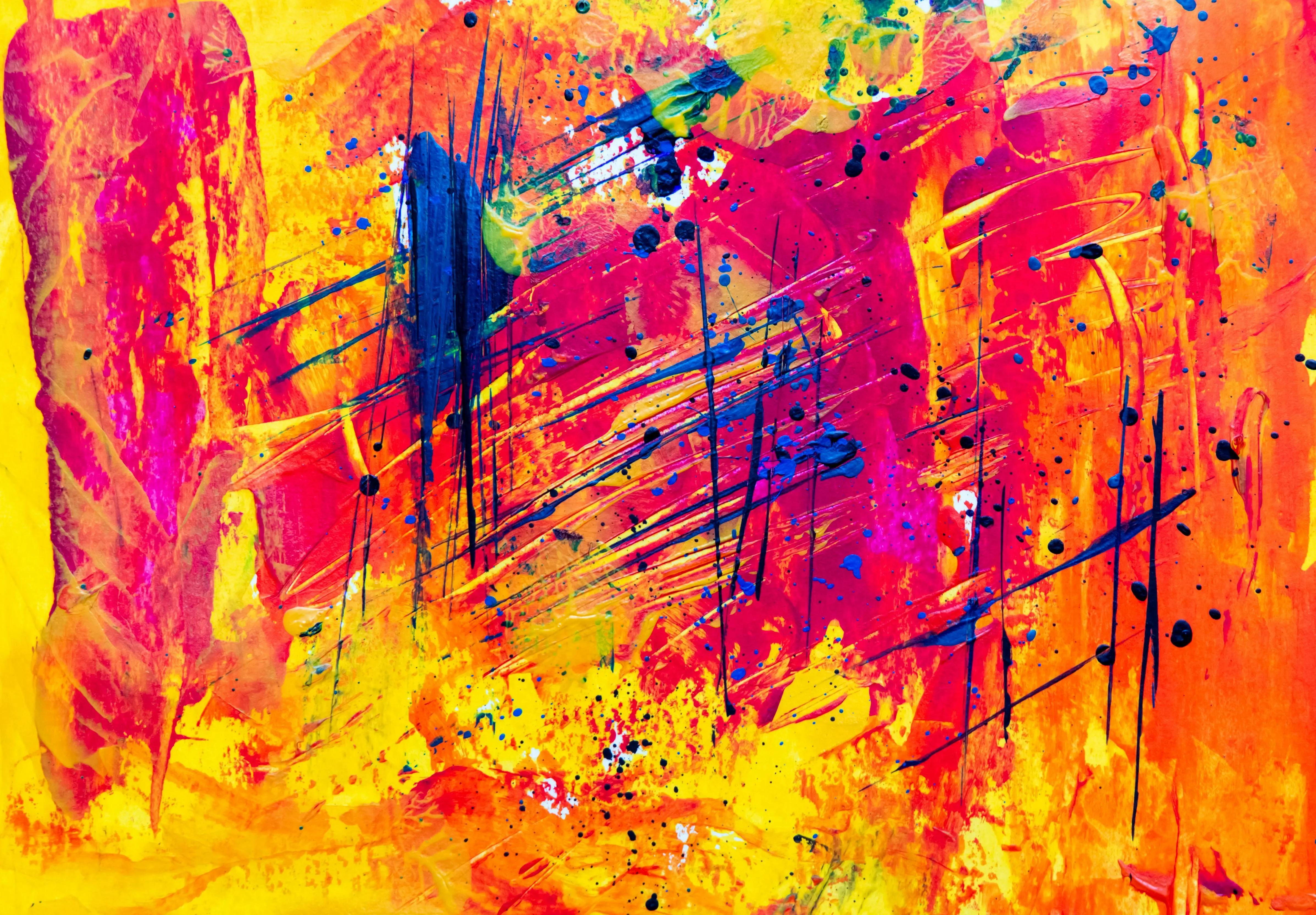 colourful abstract painting with bold brush marks Wallpaper