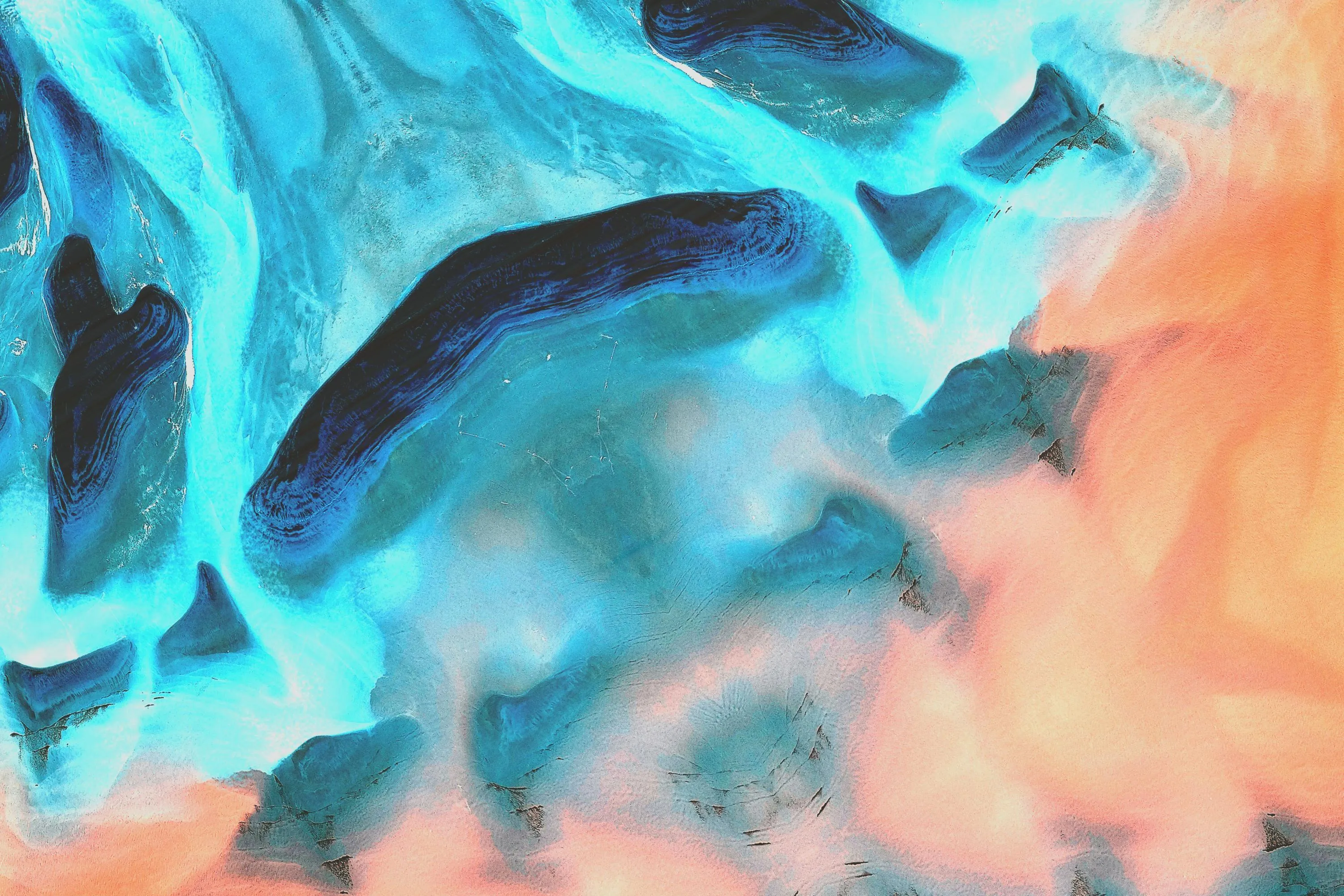 colourful abstract swirl of blue and orange paint Background