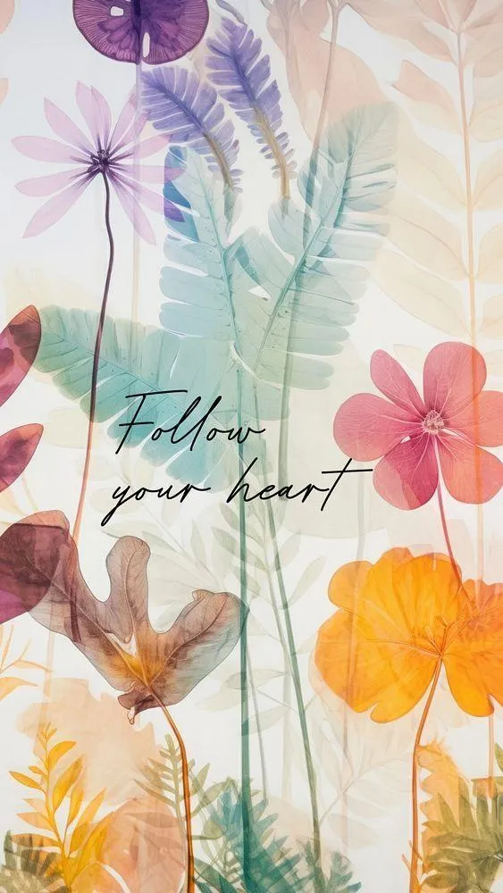 Colourful floral pattern with a text follow your heart HD