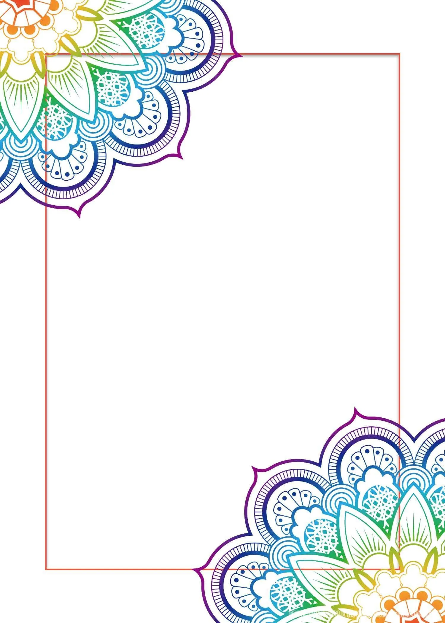 Colourful mandala design frame with white space center image