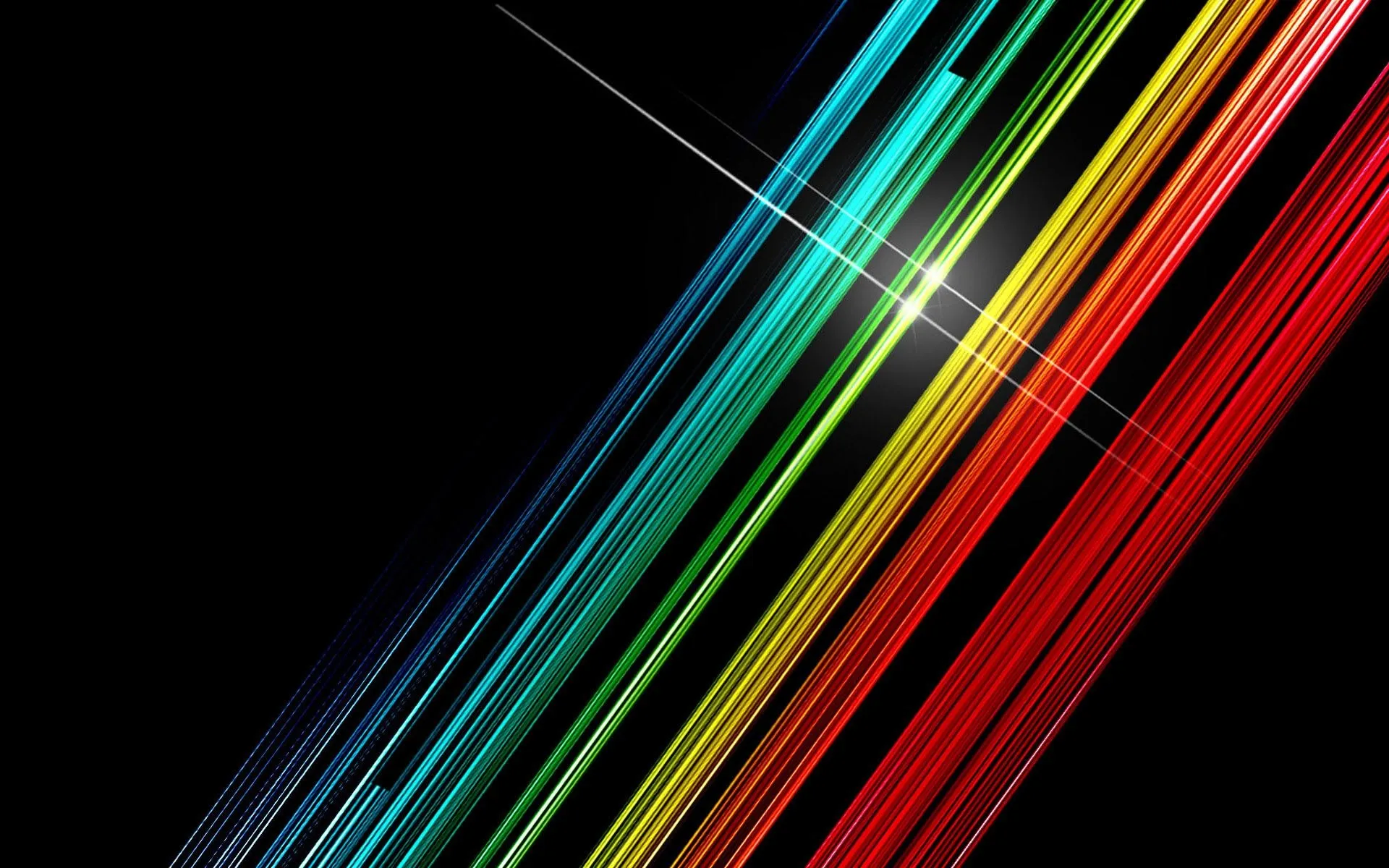 Colourful neon light streaks on a black background design
