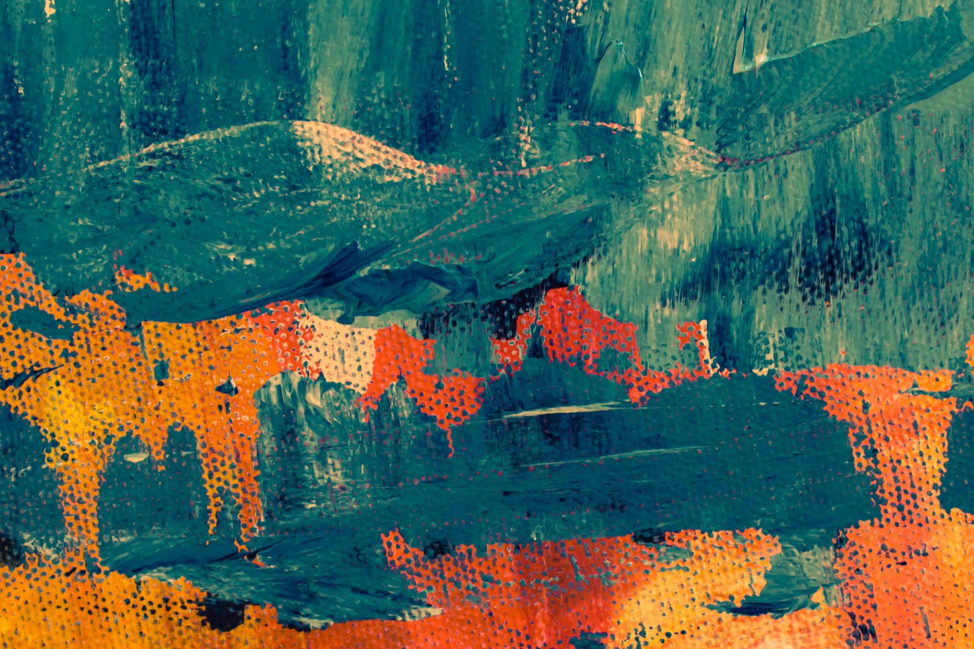 Colourful paint strokes with green and orange tones image